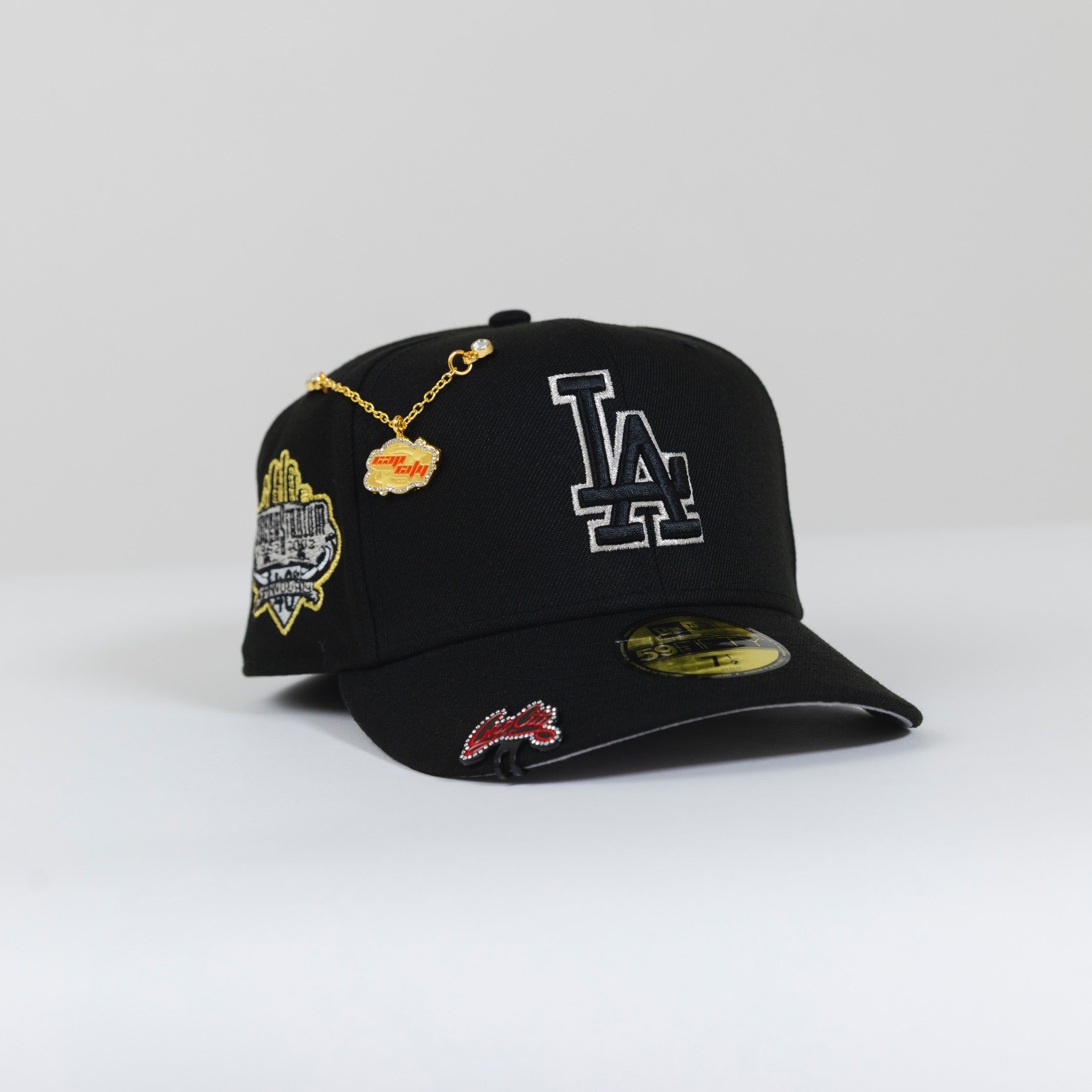 NEW ERA 59FIFTY BLACK LOS ANGELES DODGERS W/ OUTLINE + 40TH ANNIVERSARY SIDE PATCH