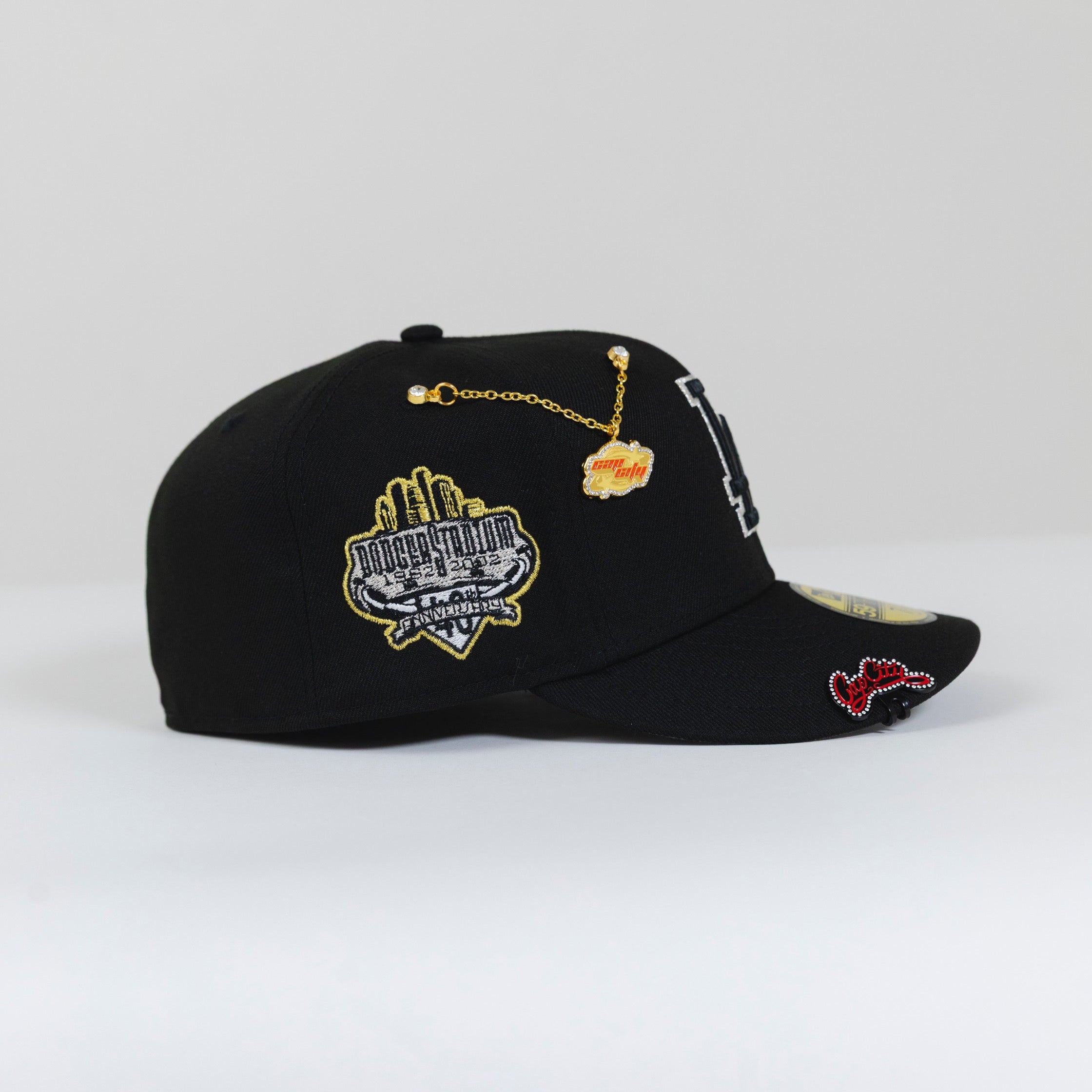 NEW ERA 59FIFTY BLACK LOS ANGELES DODGERS W/ OUTLINE + 40TH ANNIVERSARY SIDE PATCH