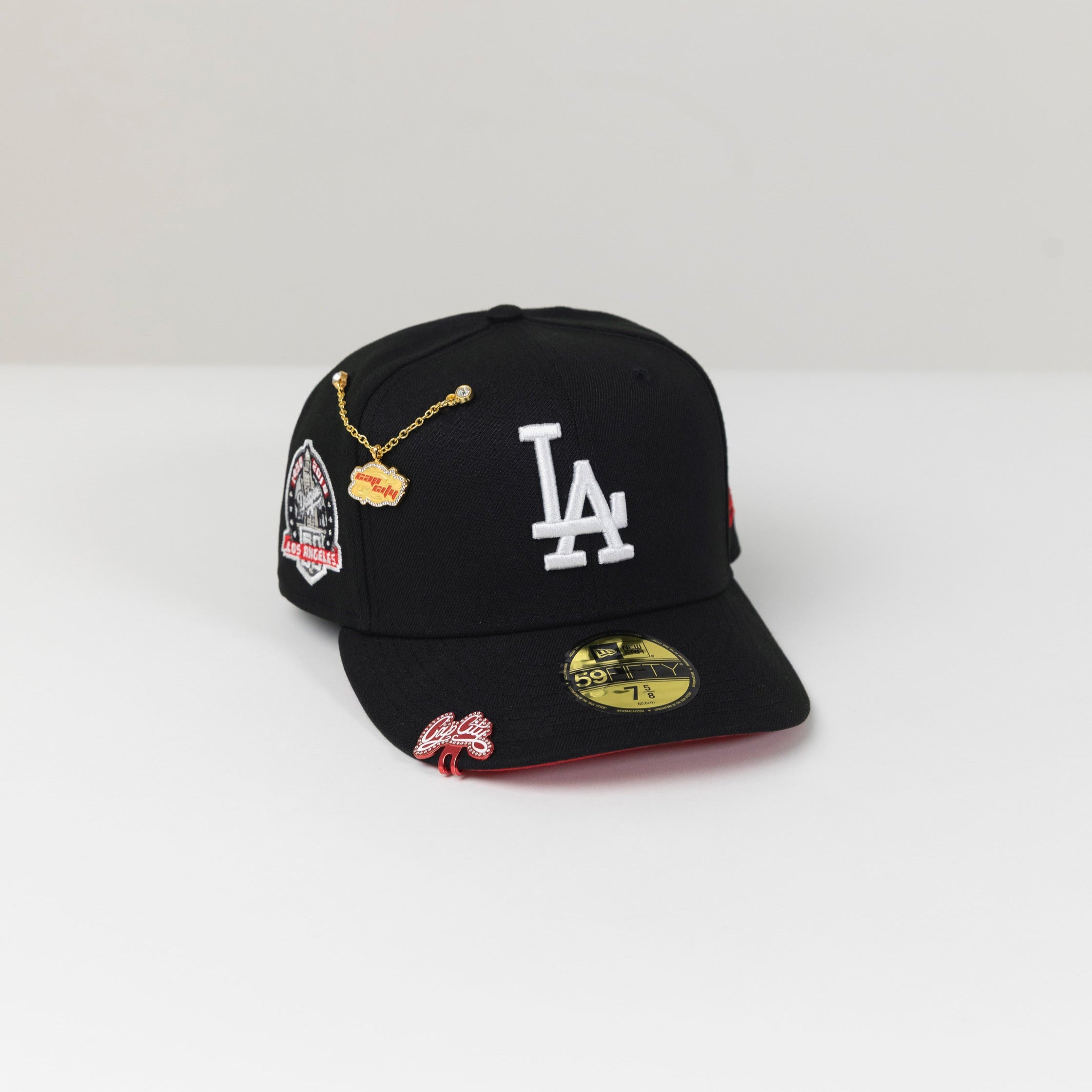 NEW ERA 59FIFTY BLACK LOS ANGELES DODGERS W/ 60TH ANNIVERSARY SIDE PATCH