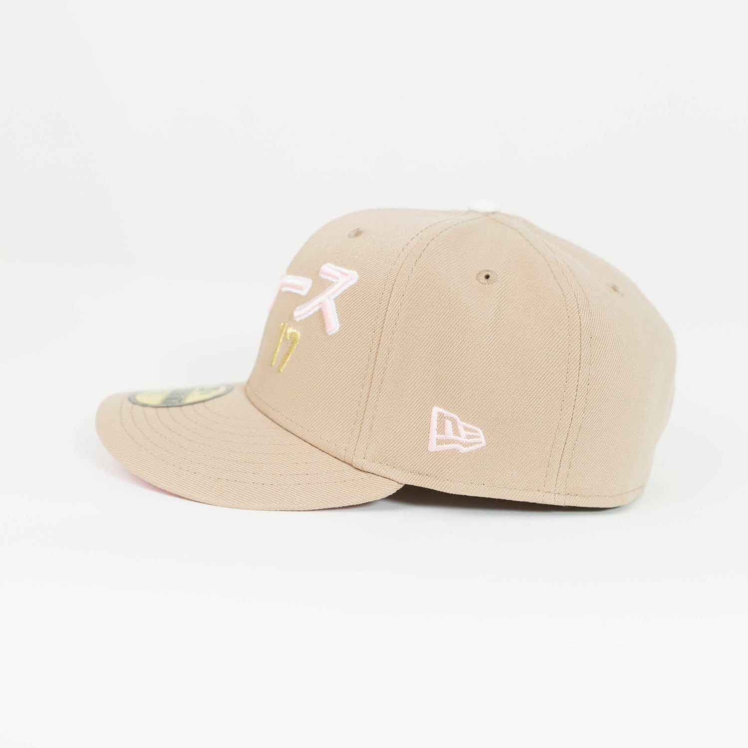 NEW ERA 59FIFTY LIGHT KHAKI LOS ANGELES DODGERS JAPANESE SCRIPT W/ "SHOHEI OHTANI 50-50 CLUB" SIDE PATCH