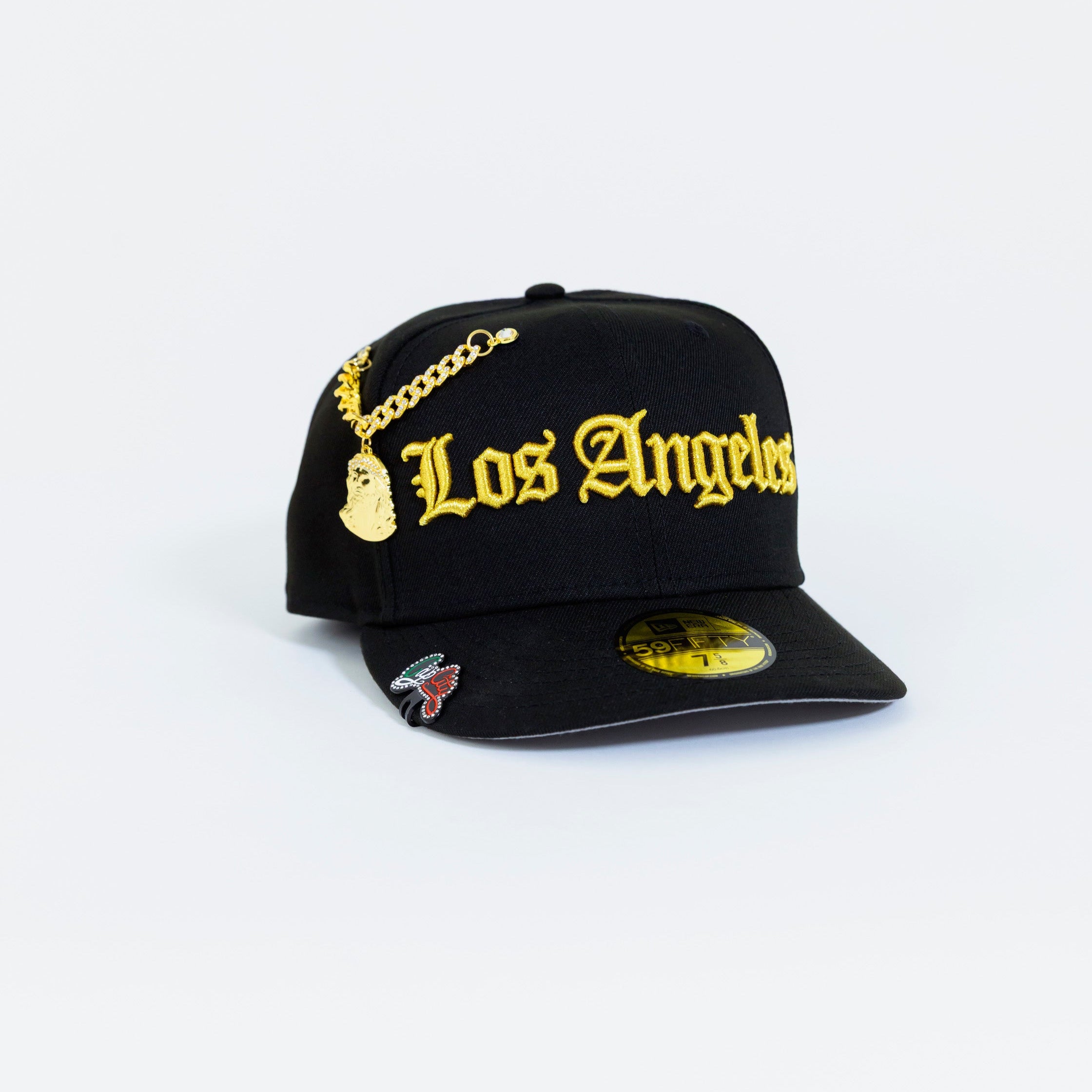 NEW ERA EXCLUSIVE 59FIFTY BLACK LOS ANGELES DODGERS W/ OLD ENGLISH SCRIPT