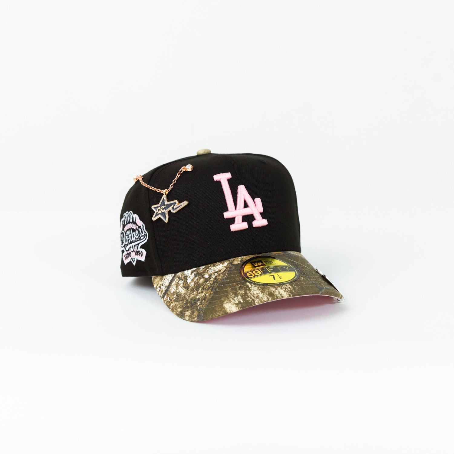NEW ERA 59FIFTY BLACK/ REALTREE LOS ANGELES DODGERS W/ 100TH ANNIVERSARY SIDE PATCH