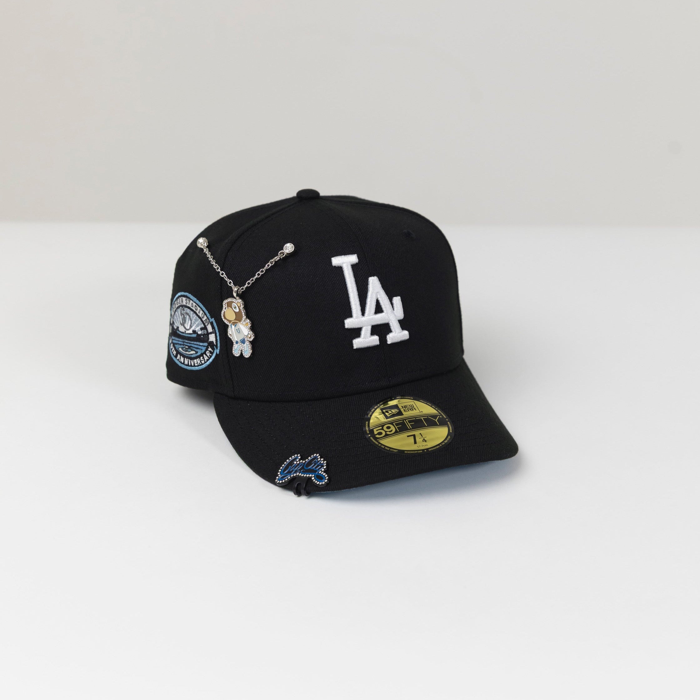 NEW ERA 59FIFTY BLACK LOS ANGELES DODGERS W/ 50TH ANNIVERSARY SIDE PATCH
