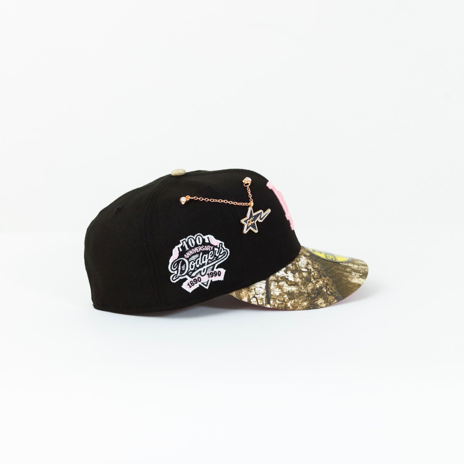 NEW ERA 59FIFTY BLACK/ REALTREE LOS ANGELES DODGERS W/ 100TH ANNIVERSARY SIDE PATCH