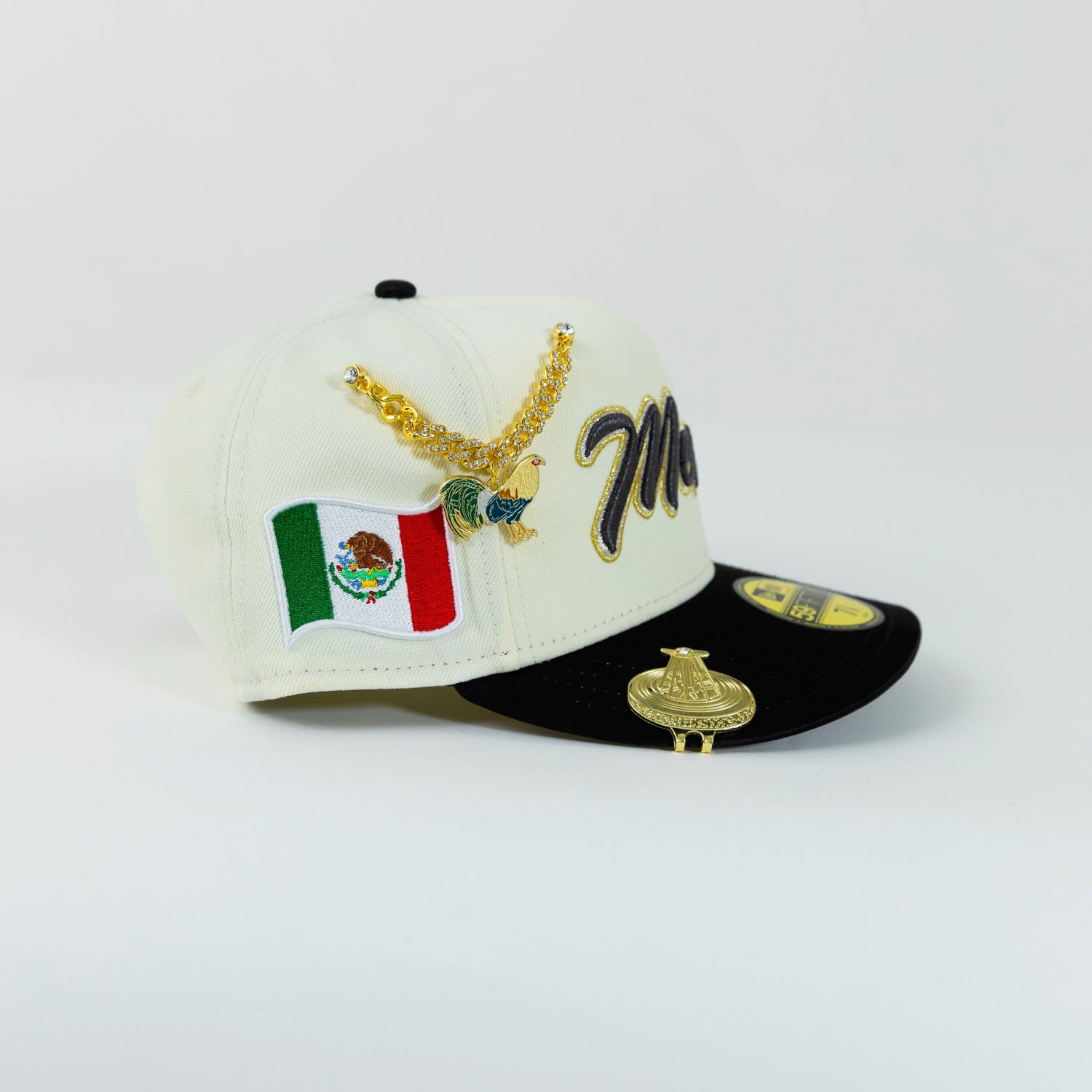NEW ERA EXCLUSIVE 59FIFTY CHROME/ SATIN MEXICO W/ MEXICO FLAG SDE PATCH