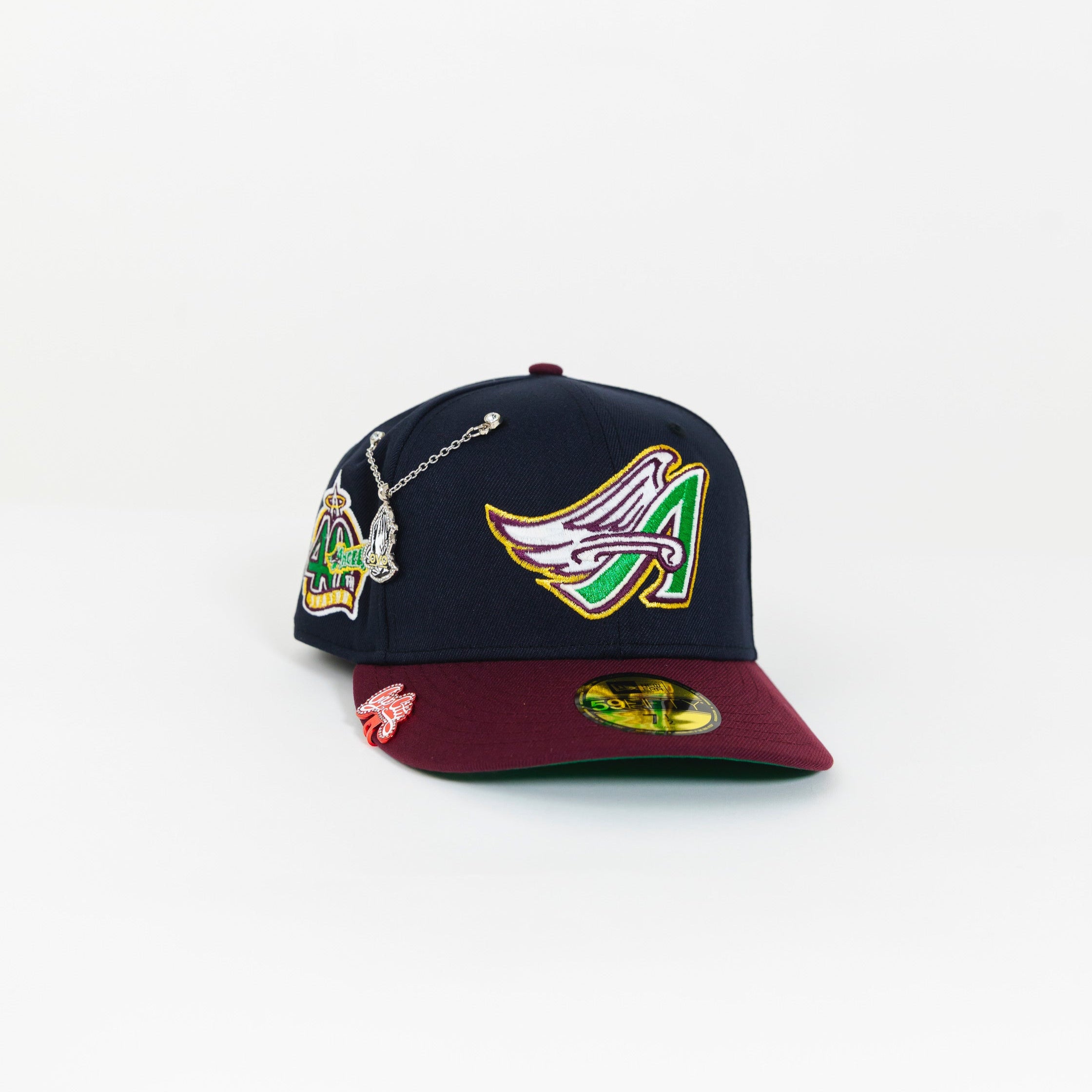 NEW ERA 59FIFTY NAVY/ BURGUNDY ANAHEIM ANGELS W/ 40TH ANNIVERSARY SIDE PATCH