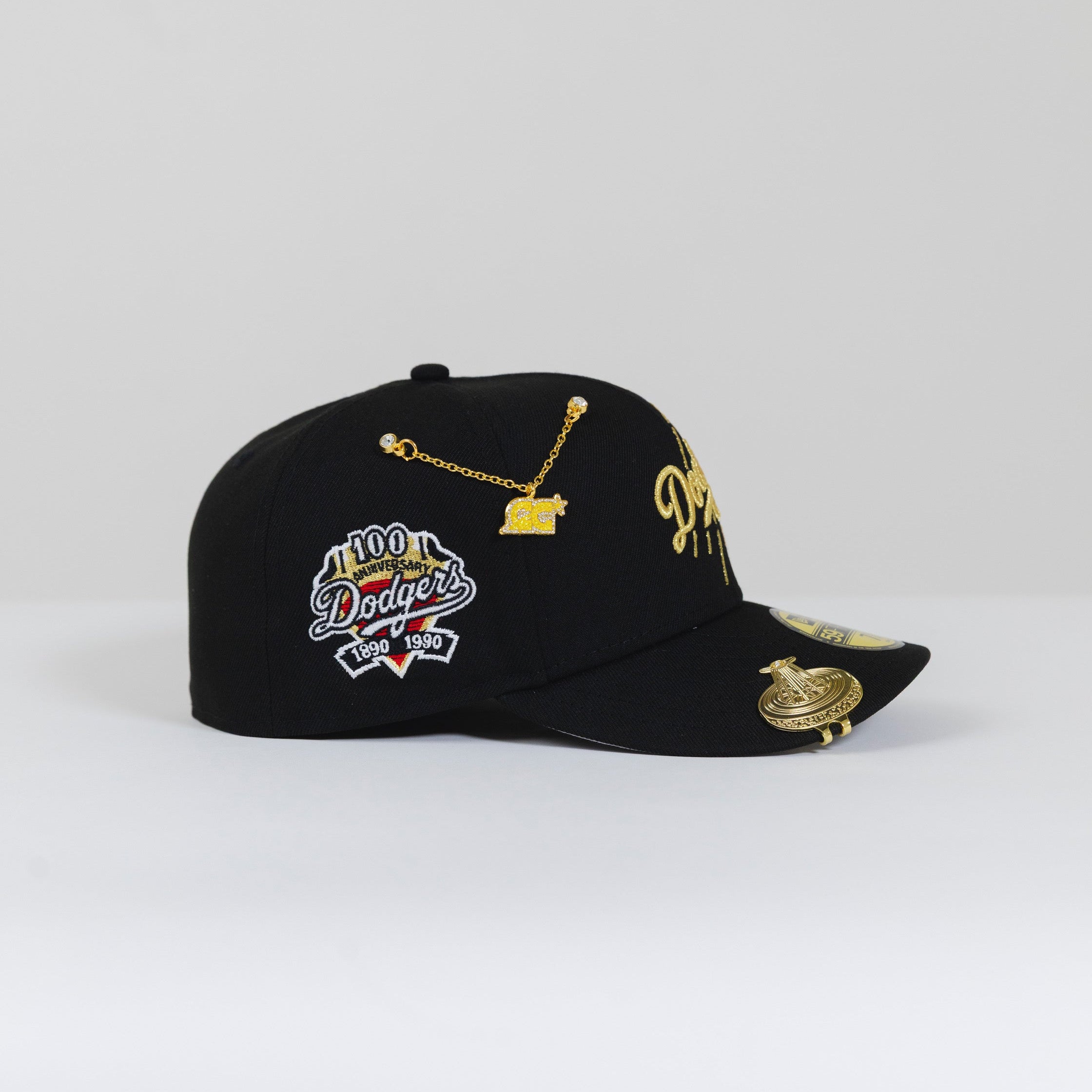 NEW ERA 59FIFTY BLACK LOS ANGELES DODGERS W/ 100TH ANNIVERSARY SIDE PATCH