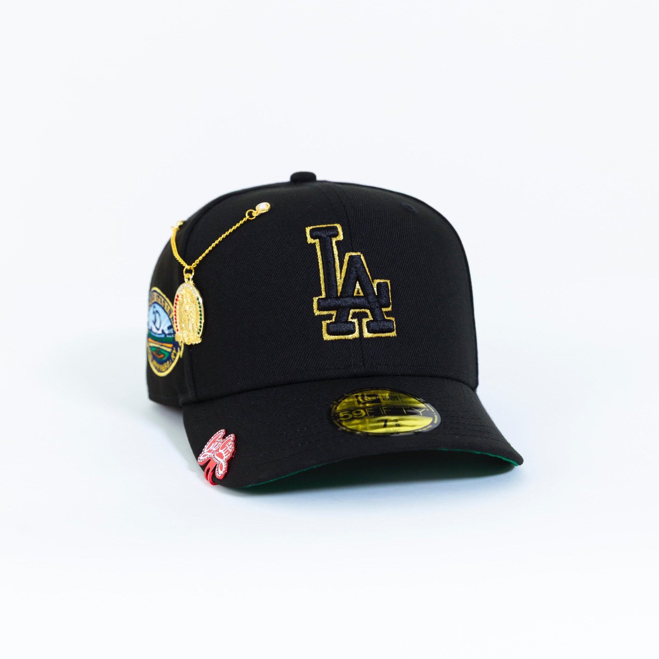 NEW ERA 59FIFTY BLACK LOS ANGELES DODGERS W/ 50TH ANNIVERSARY SIDE PATCH
