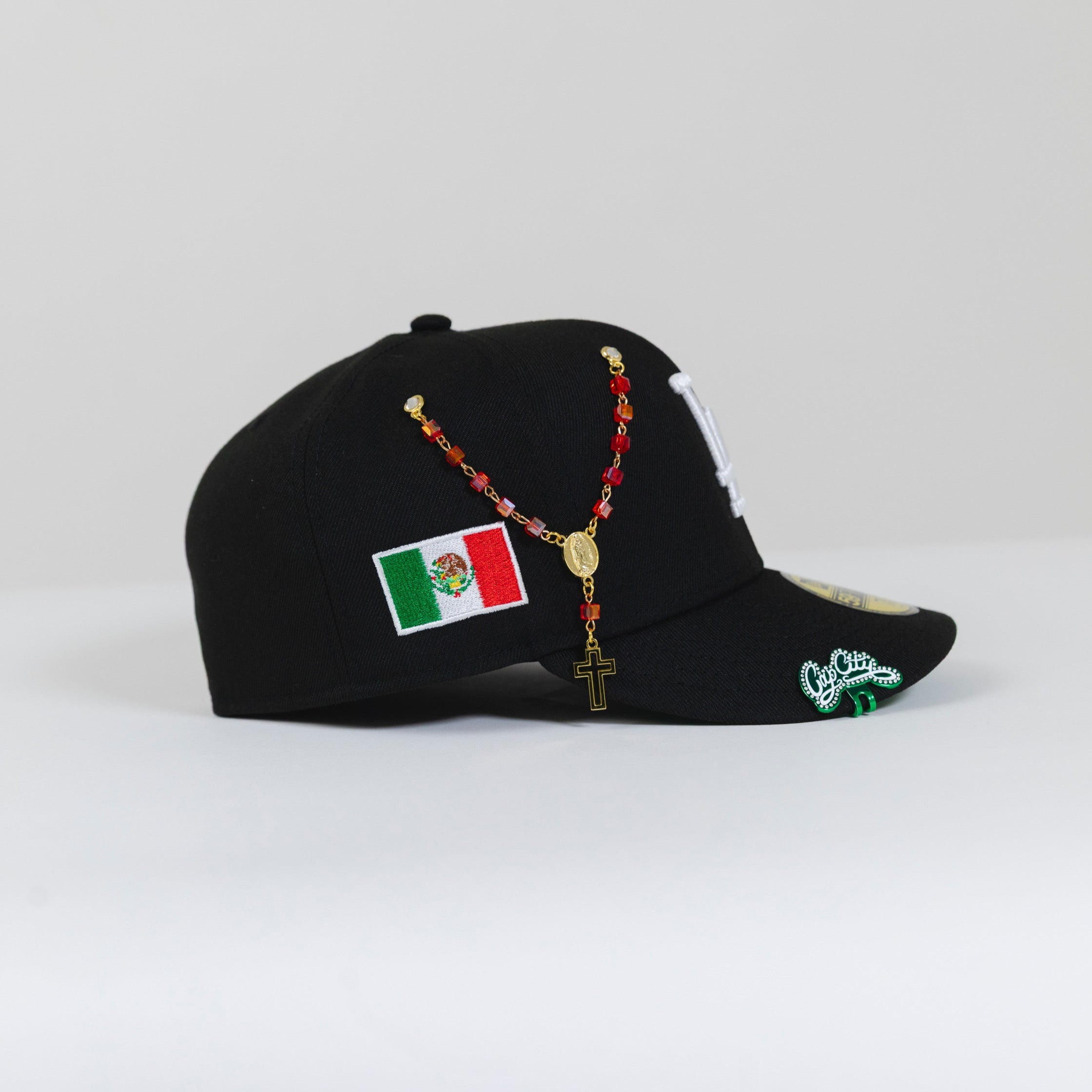 NEW ERA 59FIFTY BLACK LOS ANGELES DODGERS W/ MEXICO FLAG SIDE PATCH