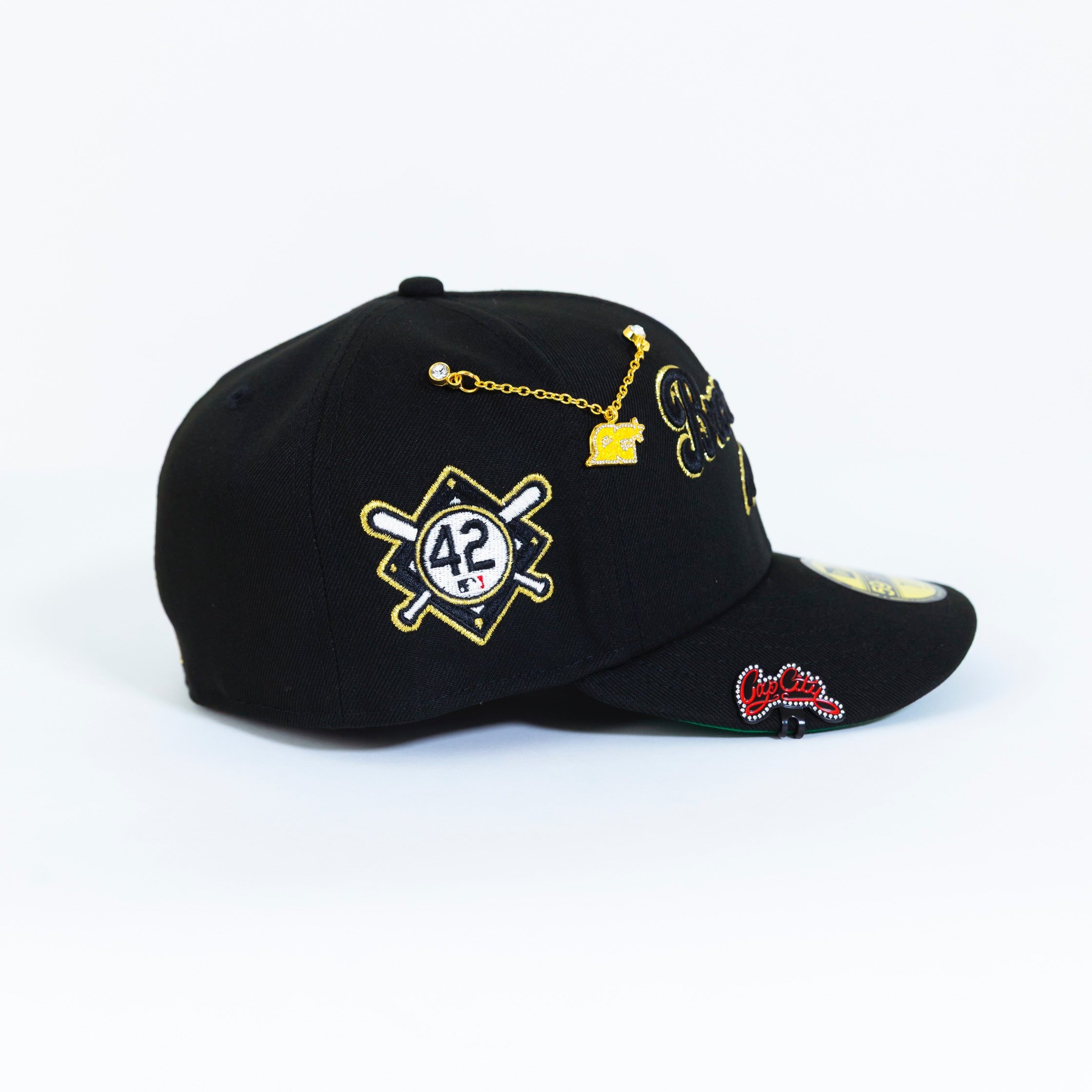 NEW ERA EXCLUSIVE 59FIFTY BLACK BROOKLYN DODGERS SCRIPT W/ "42" SIDE PATCH