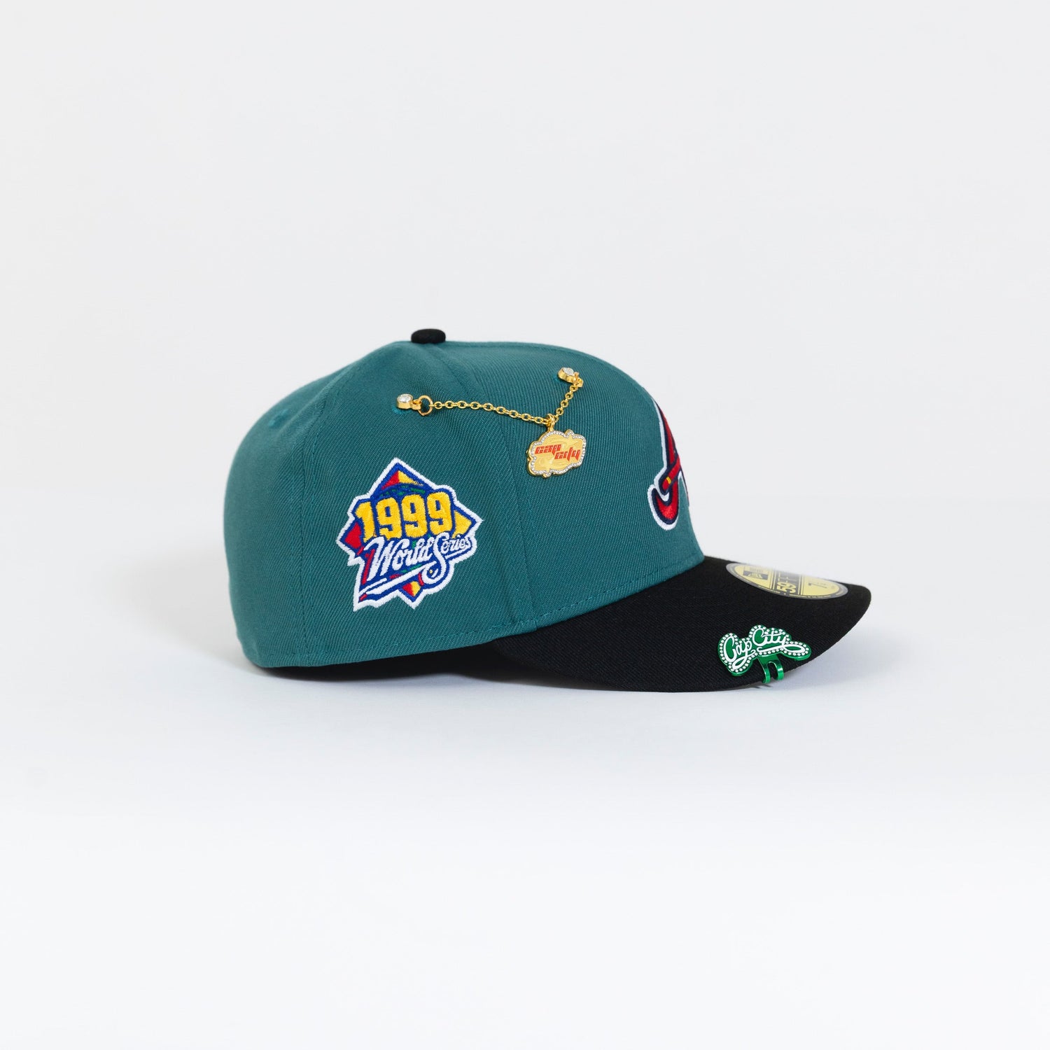 NEW ERA 59FIFTY PINE GREEN/ BLACK ATLANTA BRAVES W/ 1999 WORLD SERIES SIDE PATCH