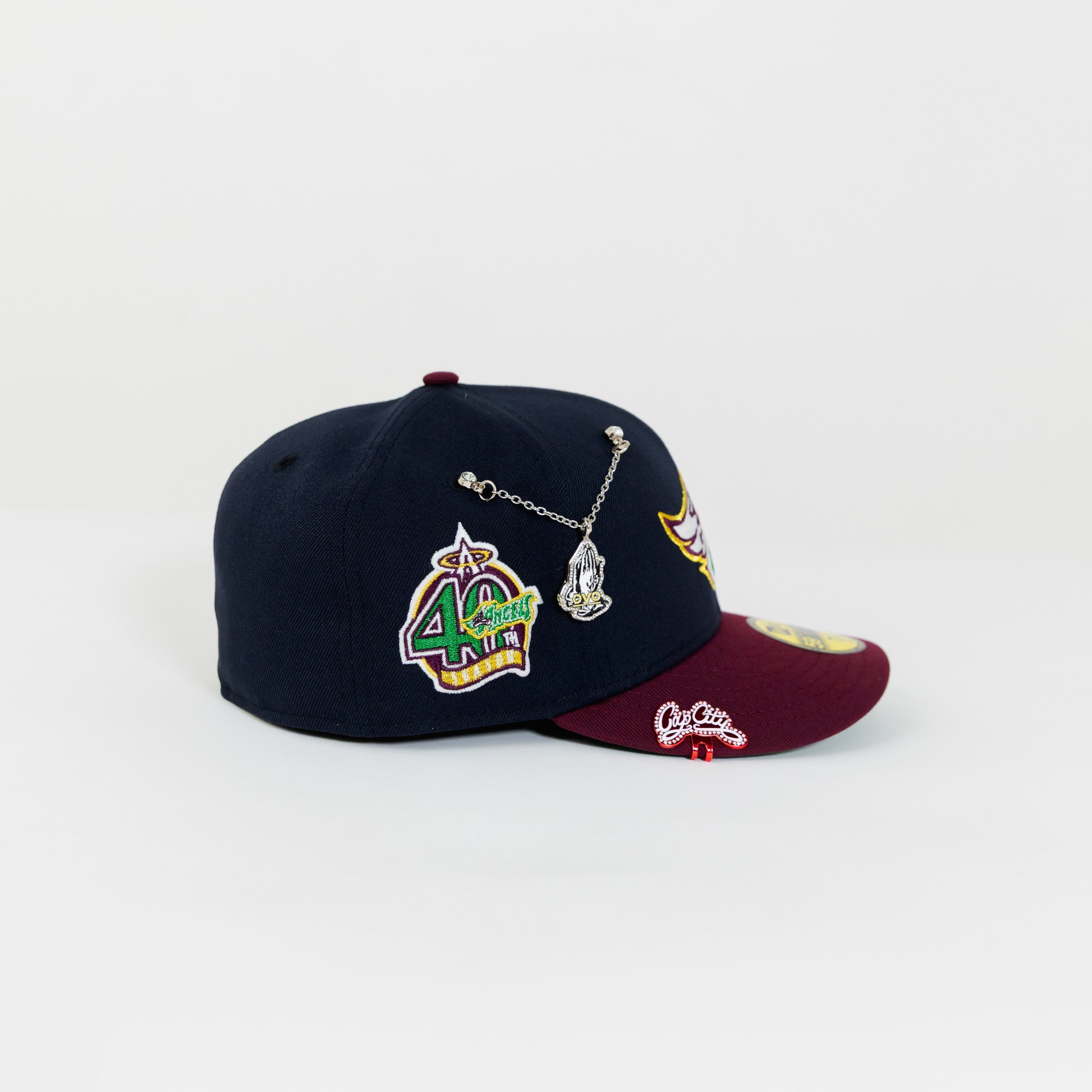 NEW ERA 59FIFTY NAVY/ BURGUNDY ANAHEIM ANGELS W/ 40TH ANNIVERSARY SIDE PATCH