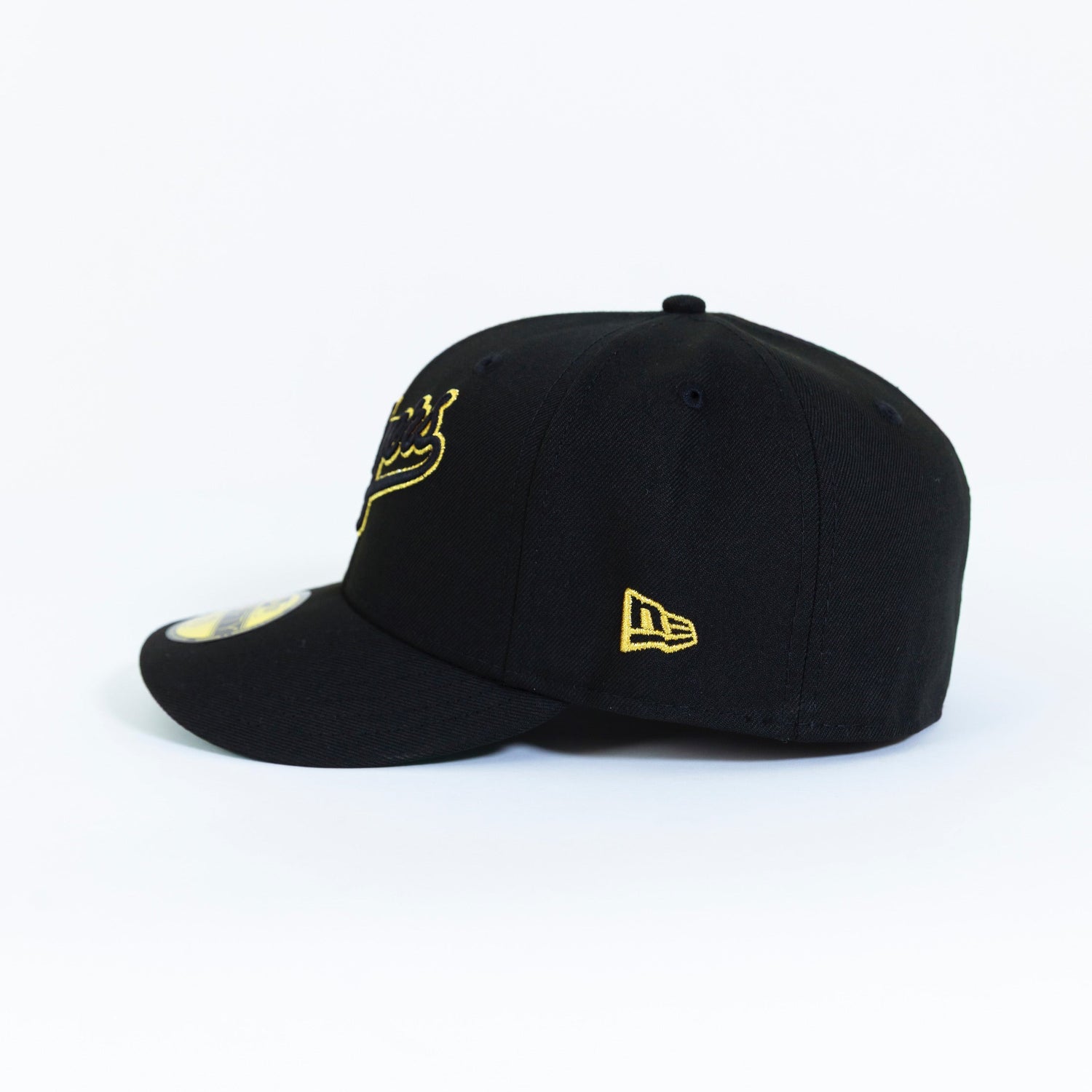 NEW ERA EXCLUSIVE 59FIFTY BLACK LOS ANGELES DODGERS SCRIPT W/ 1ST WORLD CHAMPIONSHIP SIDE PATCH