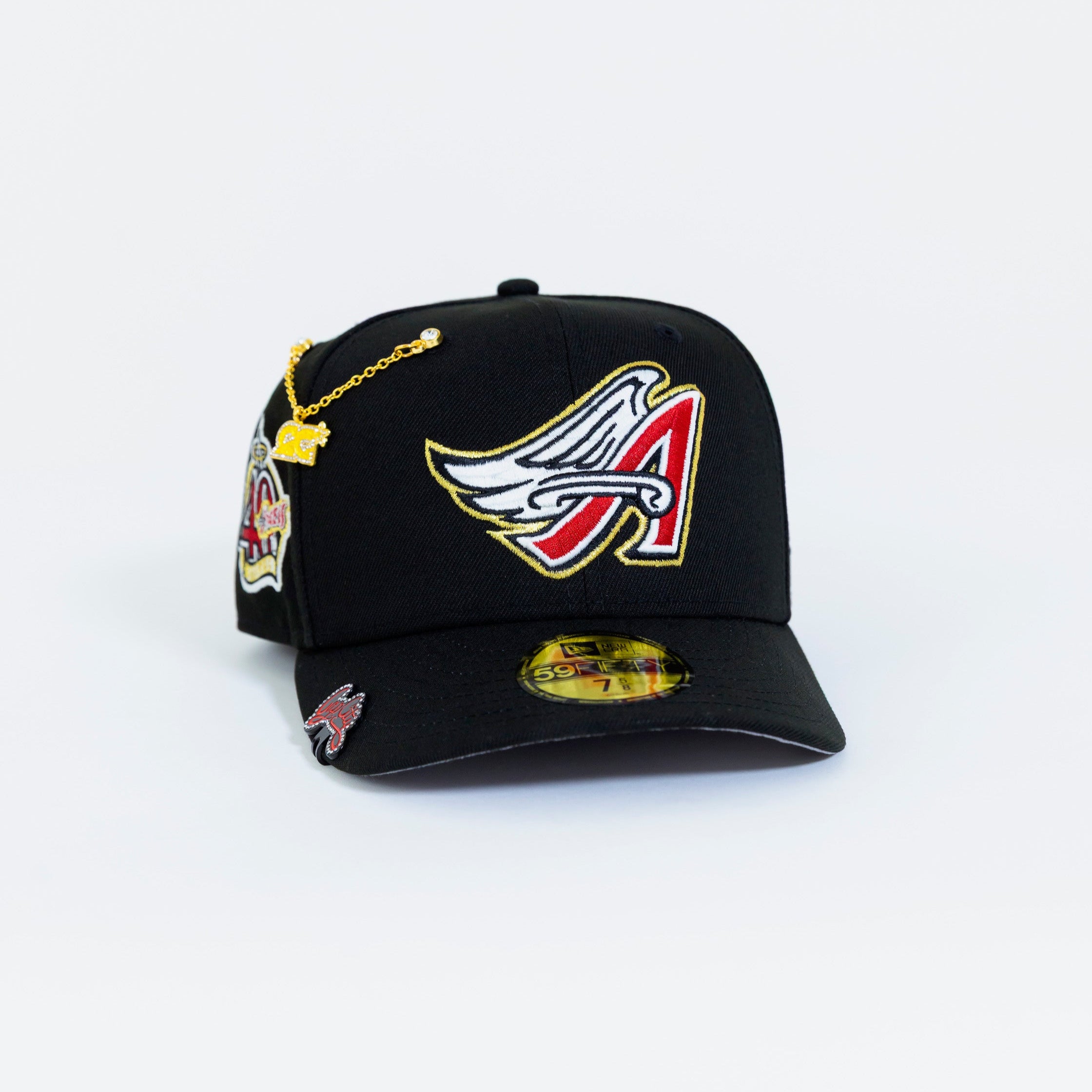 NEW ERA 59FIFTY BLACK ANAHEIM ANGELS W/ 40TH ANNIVERSARY SIDE PATCH