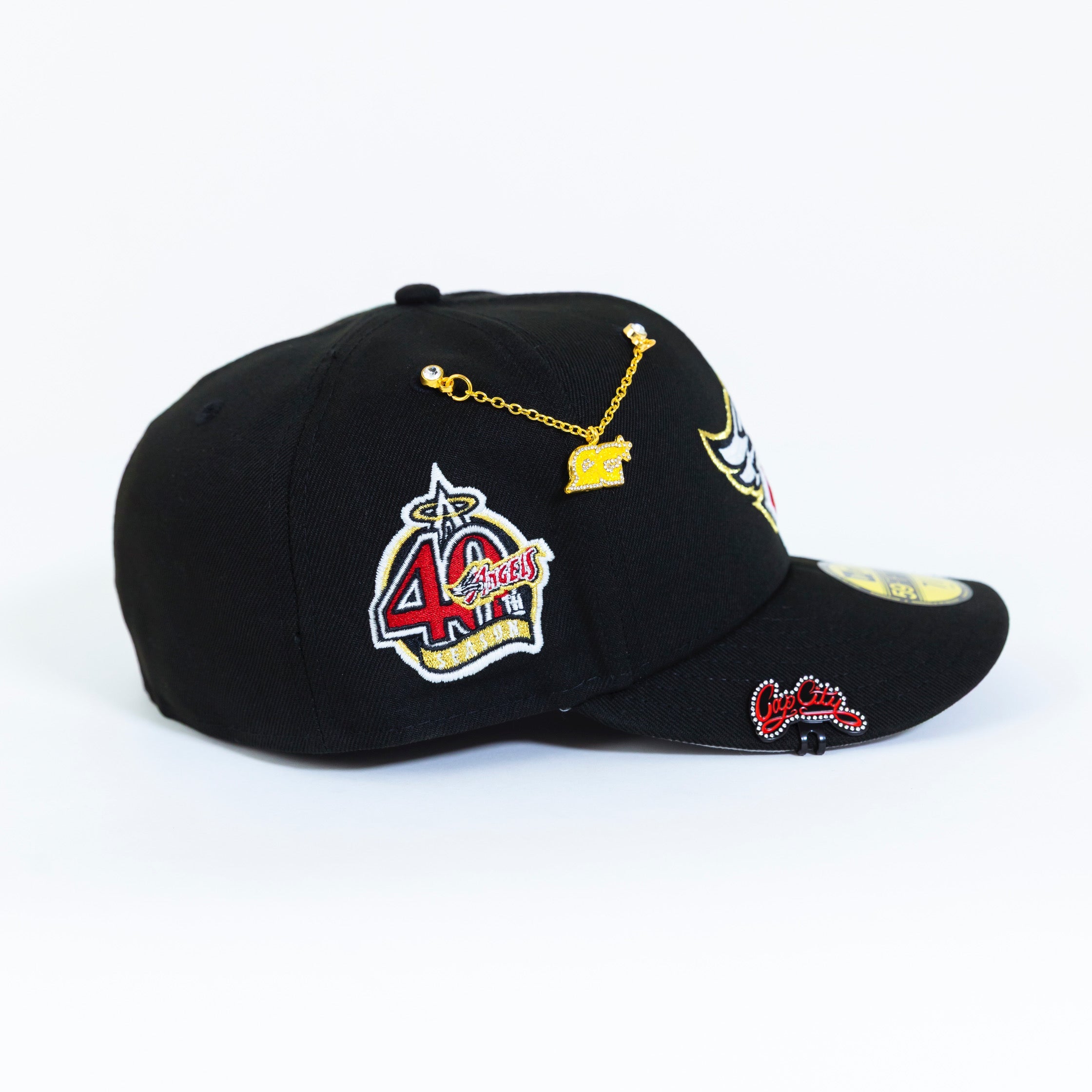 NEW ERA 59FIFTY BLACK ANAHEIM ANGELS W/ 40TH ANNIVERSARY SIDE PATCH