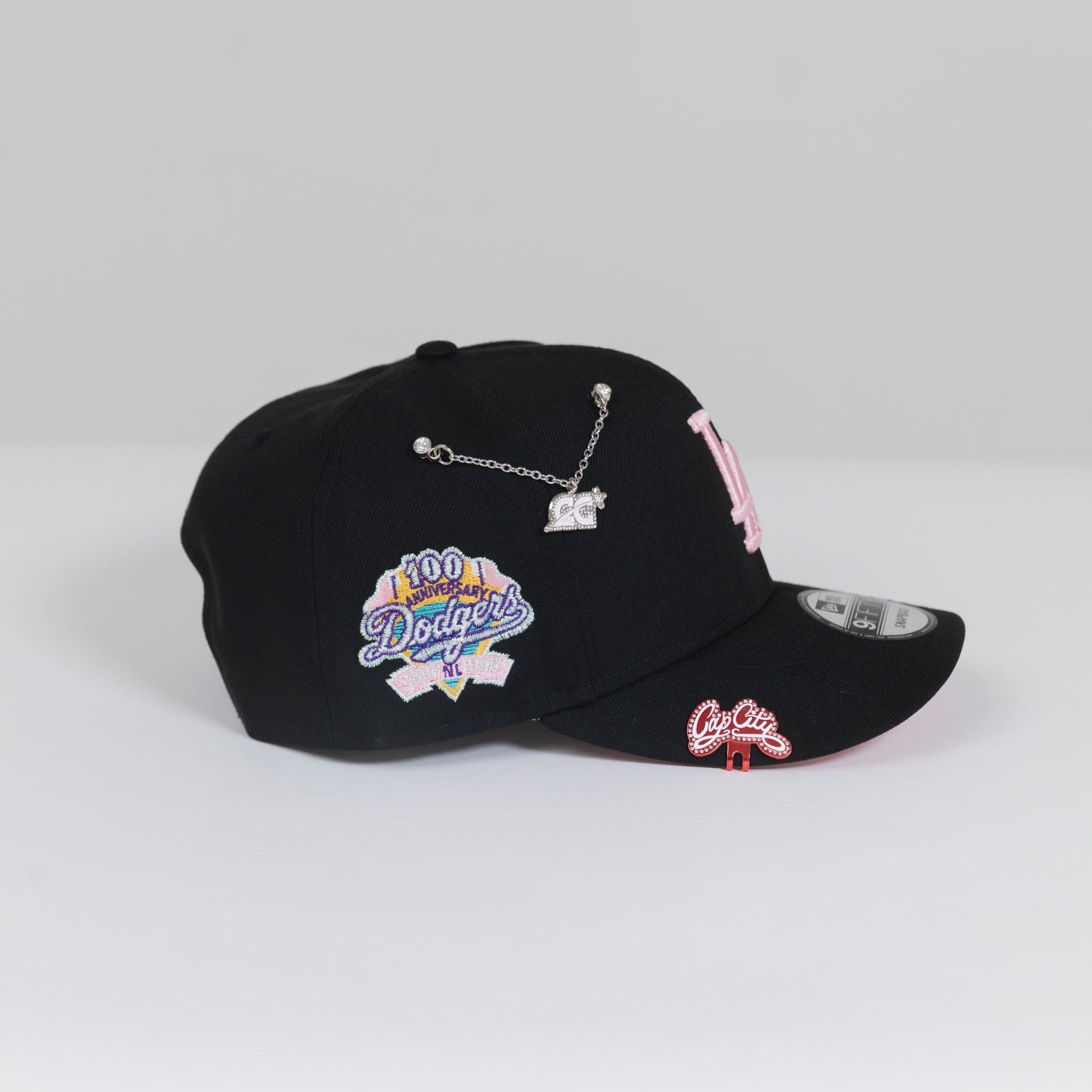 NEW ERA EXCLUSIVE 9FIFTY BLACK LOS ANGELES DODGERS SNAPBACK W/ 100TH ANNIVERSARY SIDE PATCH