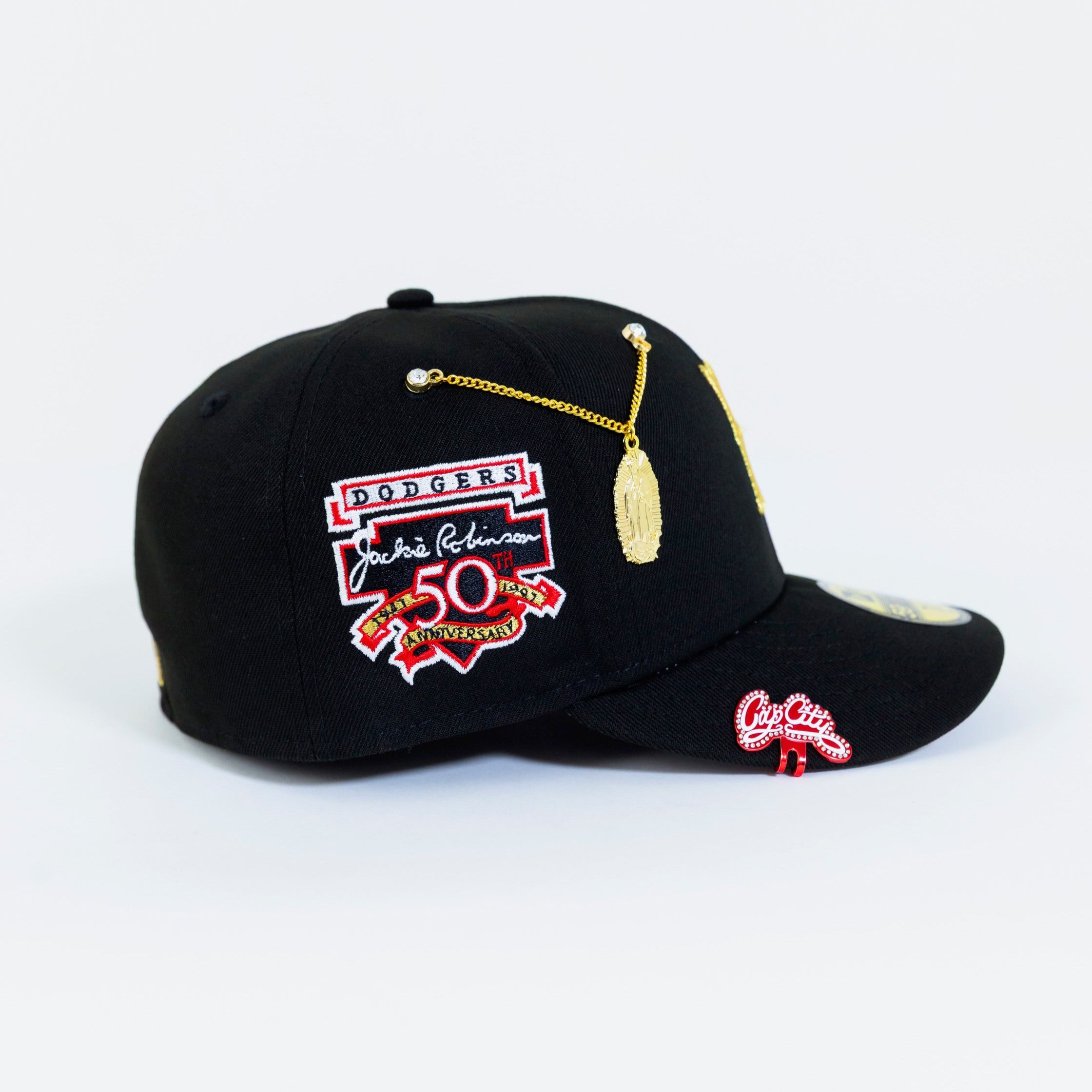 NEW ERA EXCLUSIVE 59FIFTY BLACK BROOKLYN DODGERS W/ "JACKIE ROBINSON" SIDE PATCH