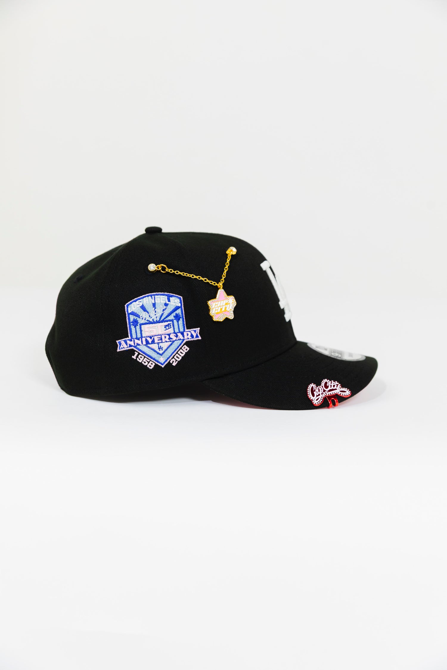 NEW ERA EXCLUSIVE 9FIFTY BLACK LOS ANGELES DODGERS SNAPBACK W/ 50TH ANNIVERSARY SIDE PATCH
