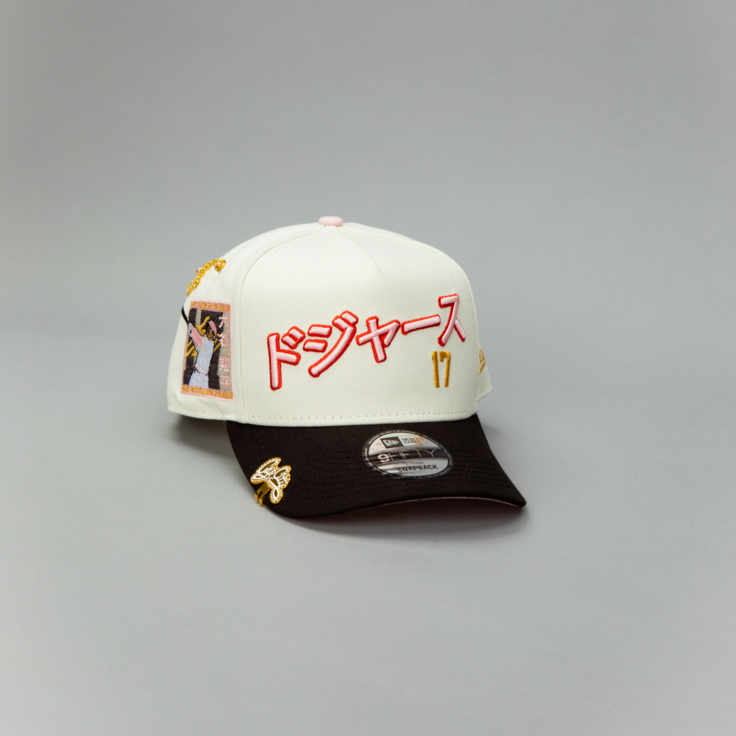 NEW ERA EXCLUSIVE 9FIFTY A-FRAME CHROME/ BLACK LOS ANGELES DODGERS JAPANESE SCRIPT W/ SHOHEI OHTANI 50-50 CLUB SIDE PATCH