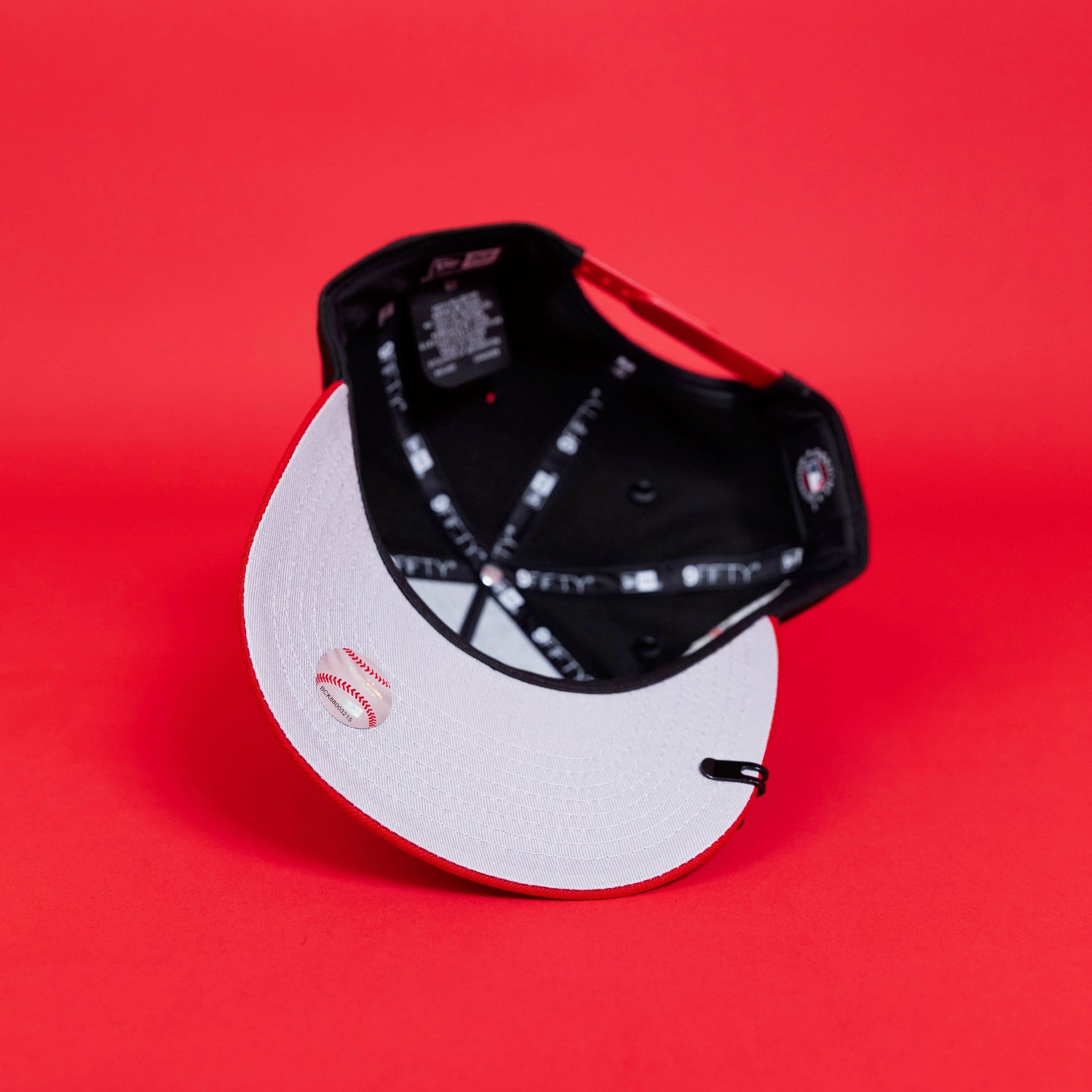 NEW ERA EXCLUSIVE 9FIFTY A-FRAME BLACK/ RED PHILADELPHIA PHILLIES SNAPBACK W/ 20TH ANNIVERSARY SIDE PATCH