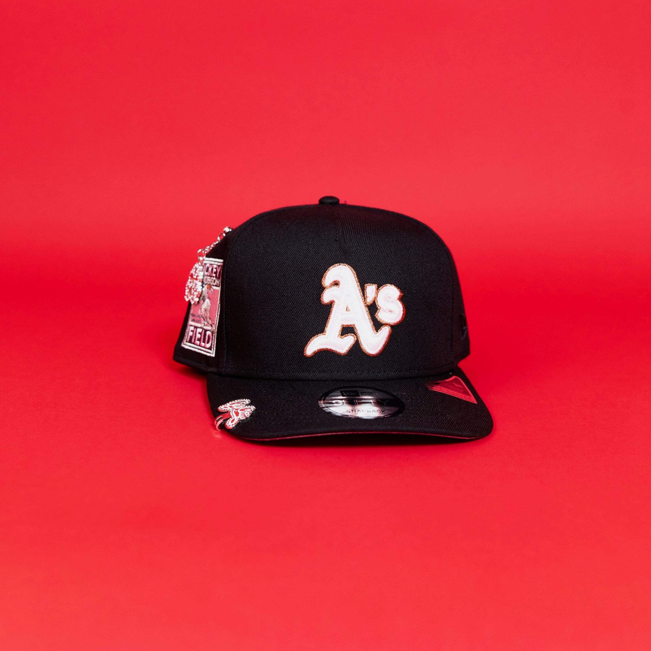 NEW ERA EXCLUSIVE 9FIFTY A-FRAME BLACK OAKLAND A'S W/ "RICKY HENDERSON FIELD" SIDE PATCH