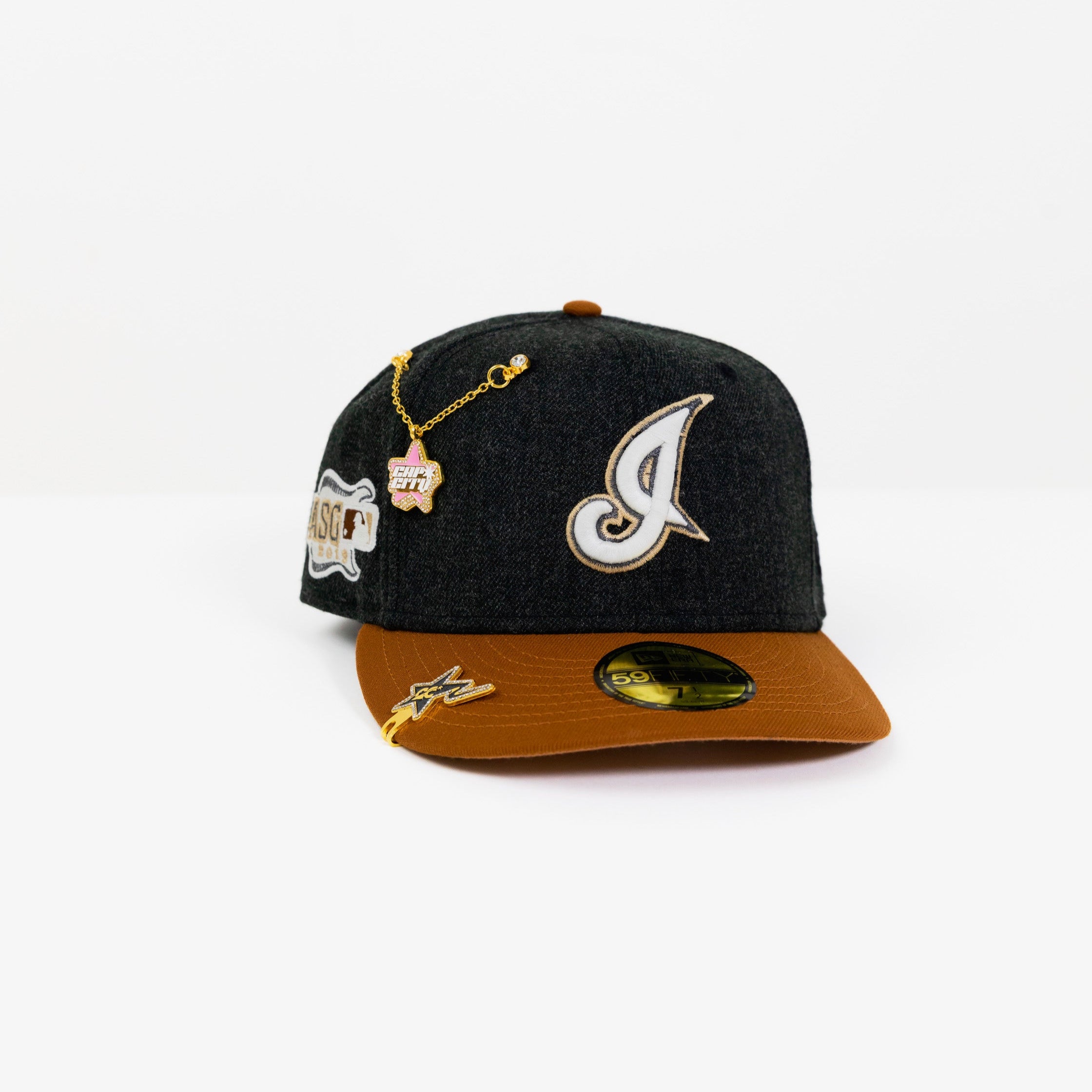 NEW ERA EXCLUSIVE 59FIFTY DARK HEATHER/KHAKI CLEVELAND INDIANS W/ 2019 ALL STAR GAME SIDE PATCH