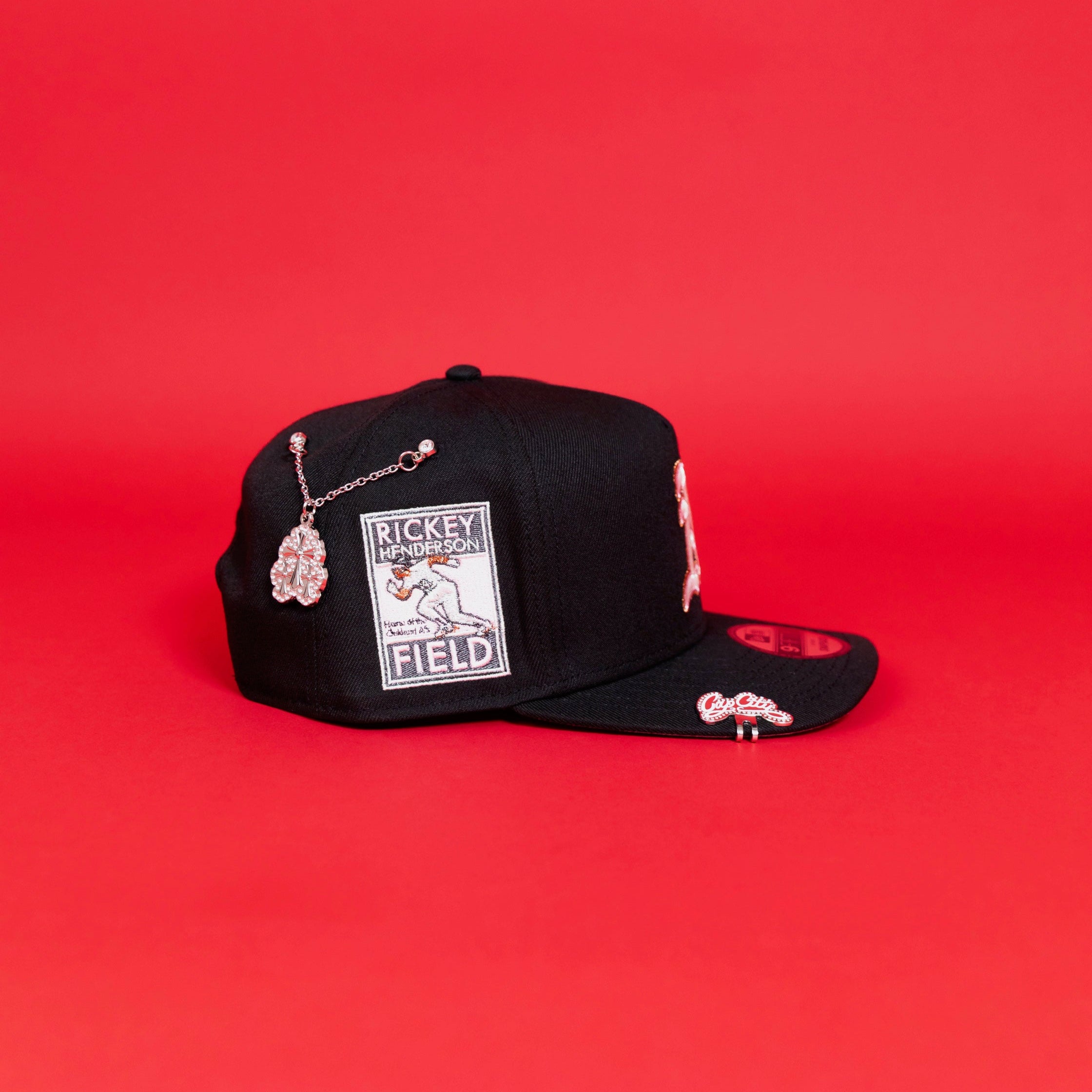 NEW ERA EXCLUSIVE 9FIFTY A-FRAME BLACK OAKLAND A'S W/ "RICKY HENDERSON FIELD" SIDE PATCH
