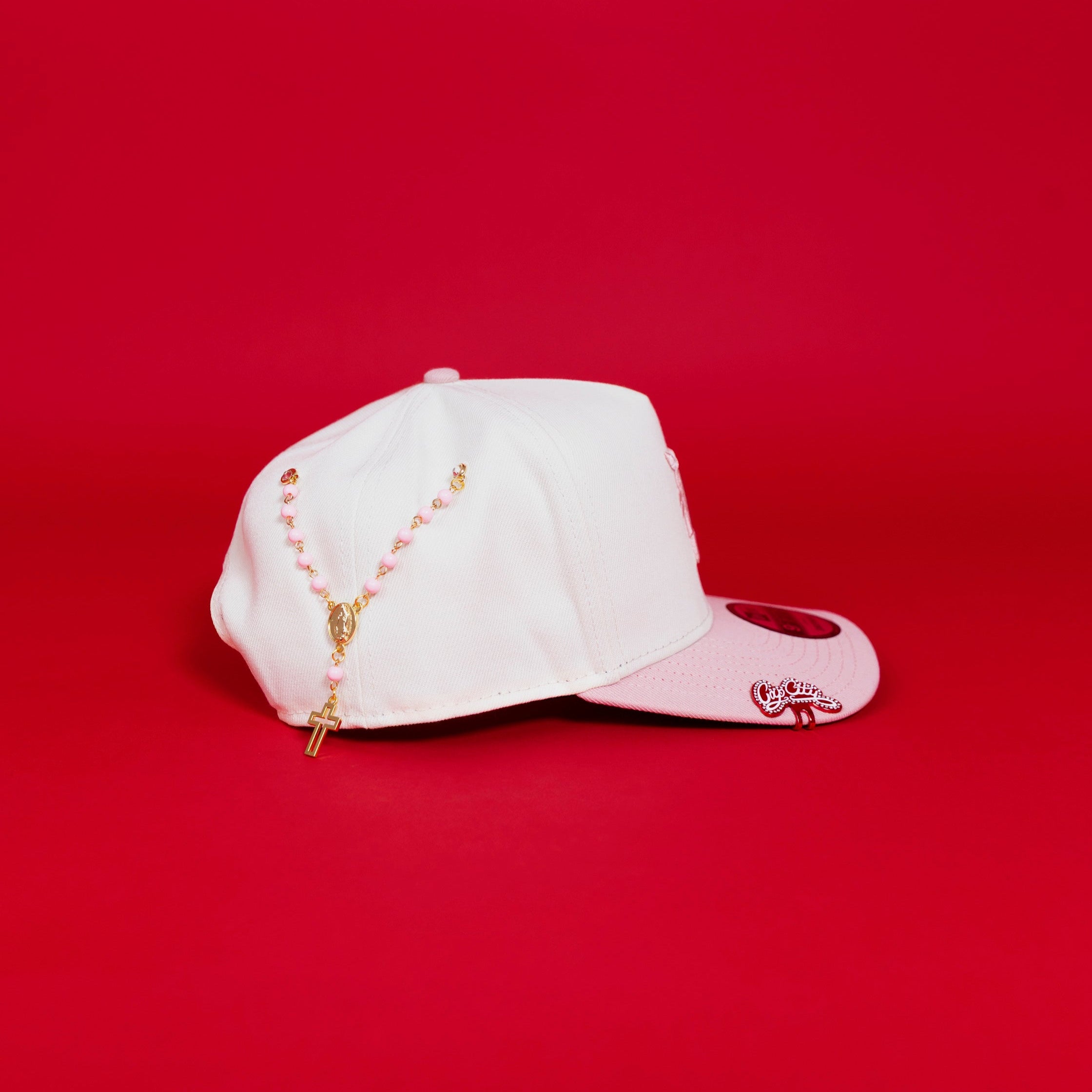 NEW ERA EXCLUSIVE 9FIFTY A-FRAME CHROME/ SOFT PINK DETROIT TIGERS SNAPBACK W/ ROSE