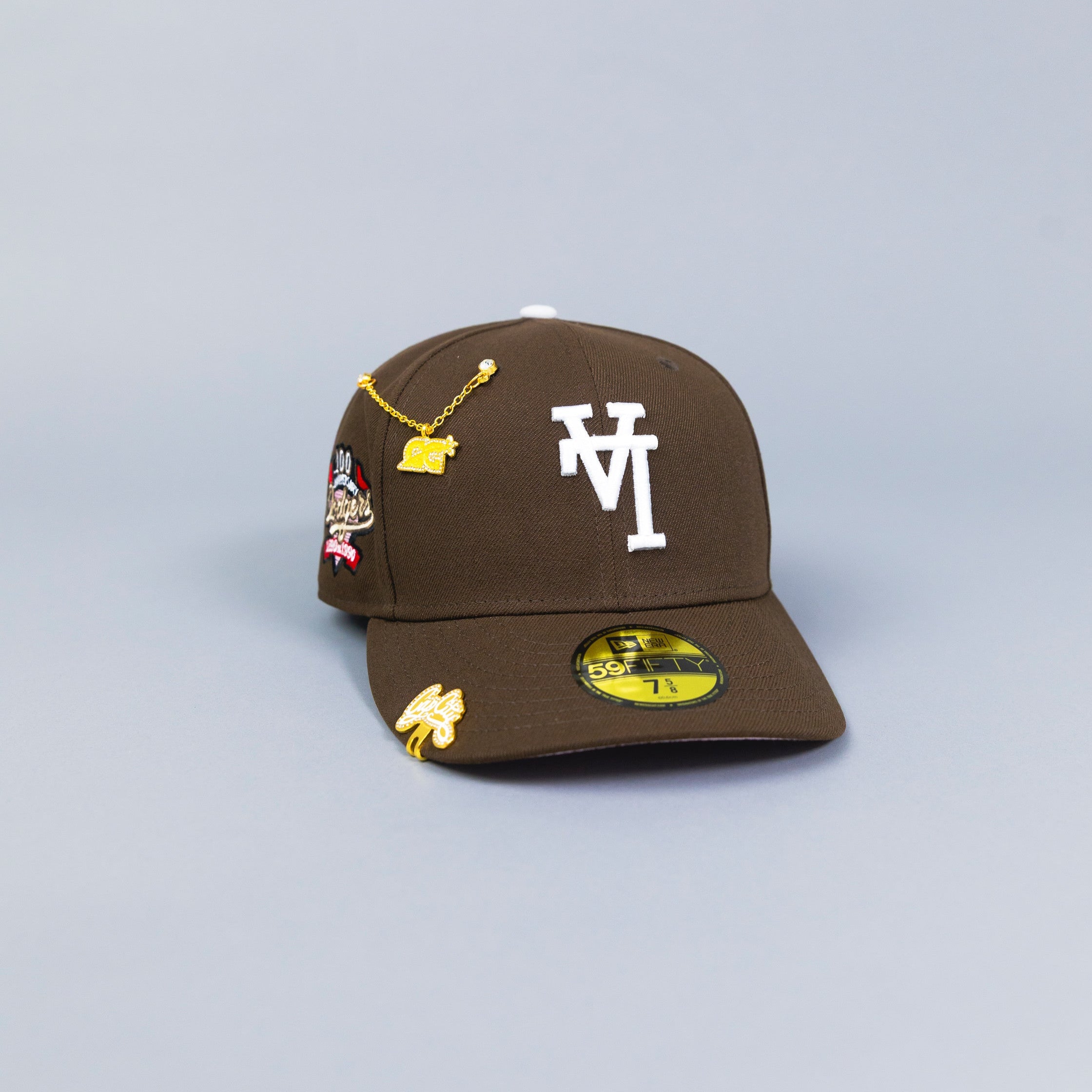 NEW ERA EXCLUSIVE 59FIFTY BROWN UPSIDE-DOWN LOS ANGELES DODGERS W/ 100TH ANNIVERSARY SIDE PATCH