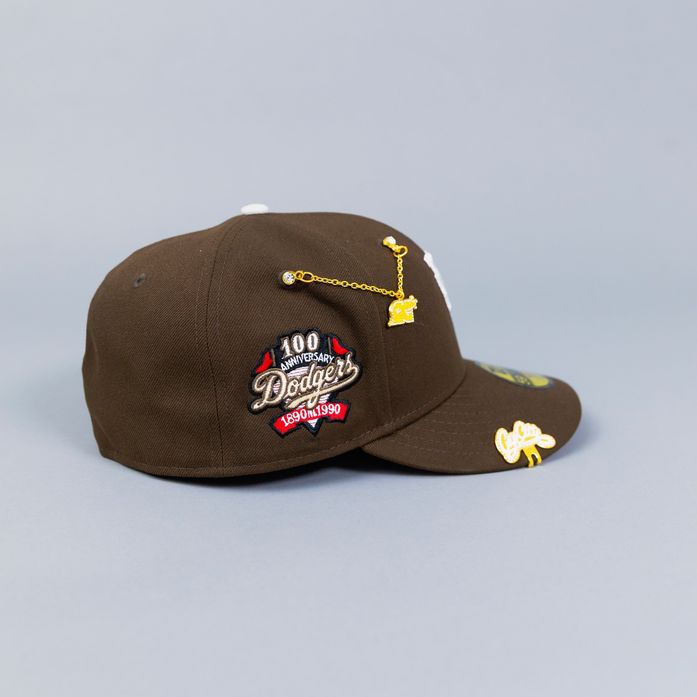 NEW ERA EXCLUSIVE 59FIFTY BROWN UPSIDE-DOWN LOS ANGELES DODGERS W/ 100TH ANNIVERSARY SIDE PATCH