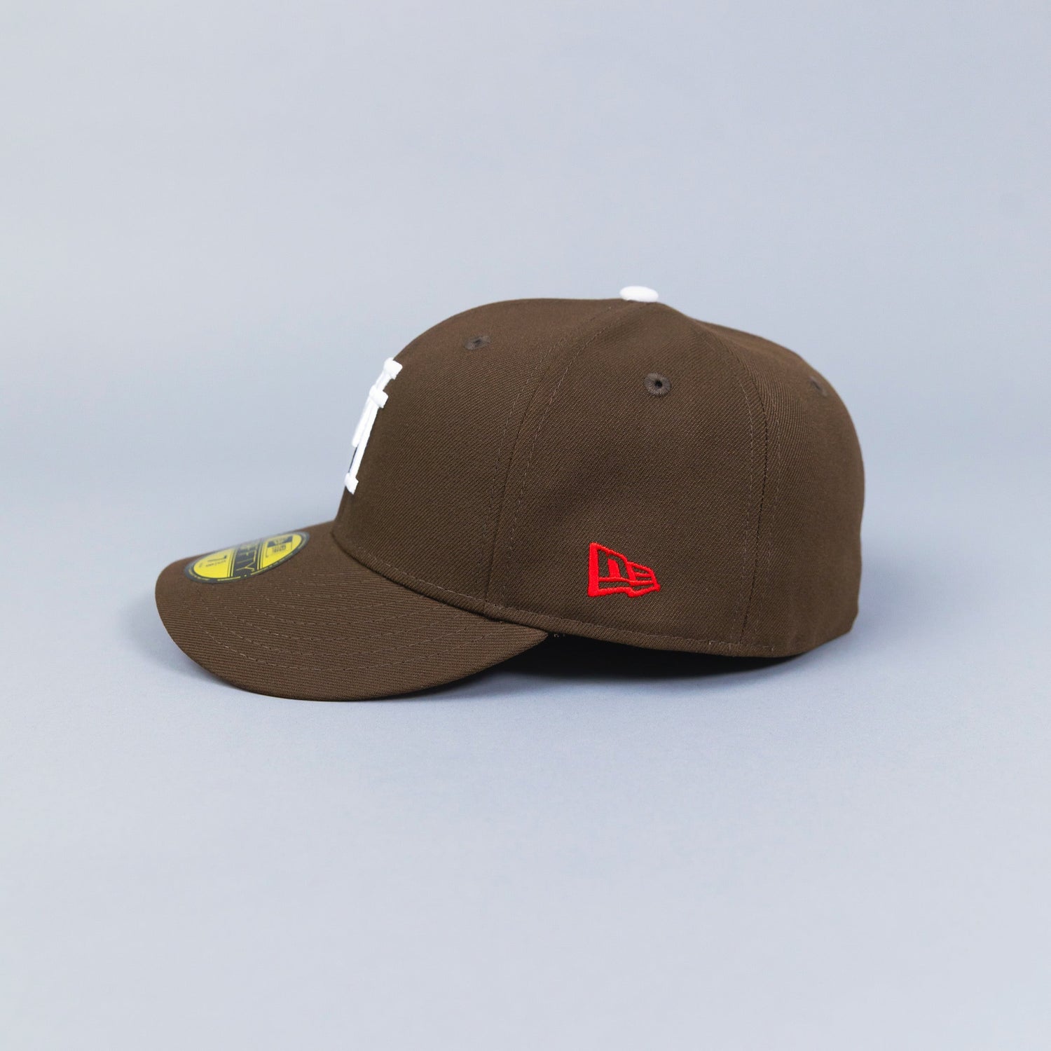 NEW ERA EXCLUSIVE 59FIFTY BROWN UPSIDE-DOWN LOS ANGELES DODGERS W/ 100TH ANNIVERSARY SIDE PATCH