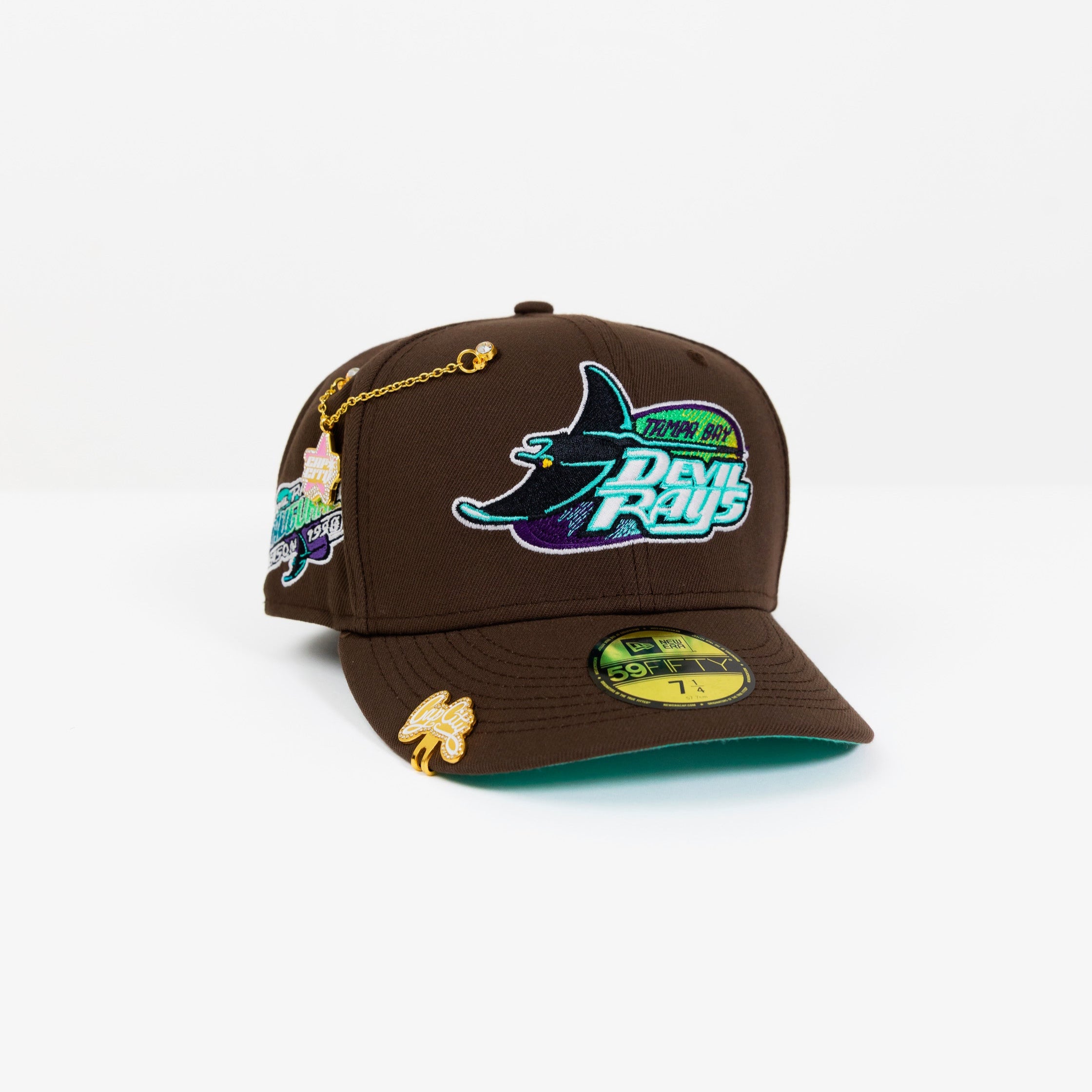 NEW ERA EXCLUSIVE 59FIFTY BROWN TAMPA BAY DEVILRAYS W/ INAUGURAL SEASON SIDE PATCH