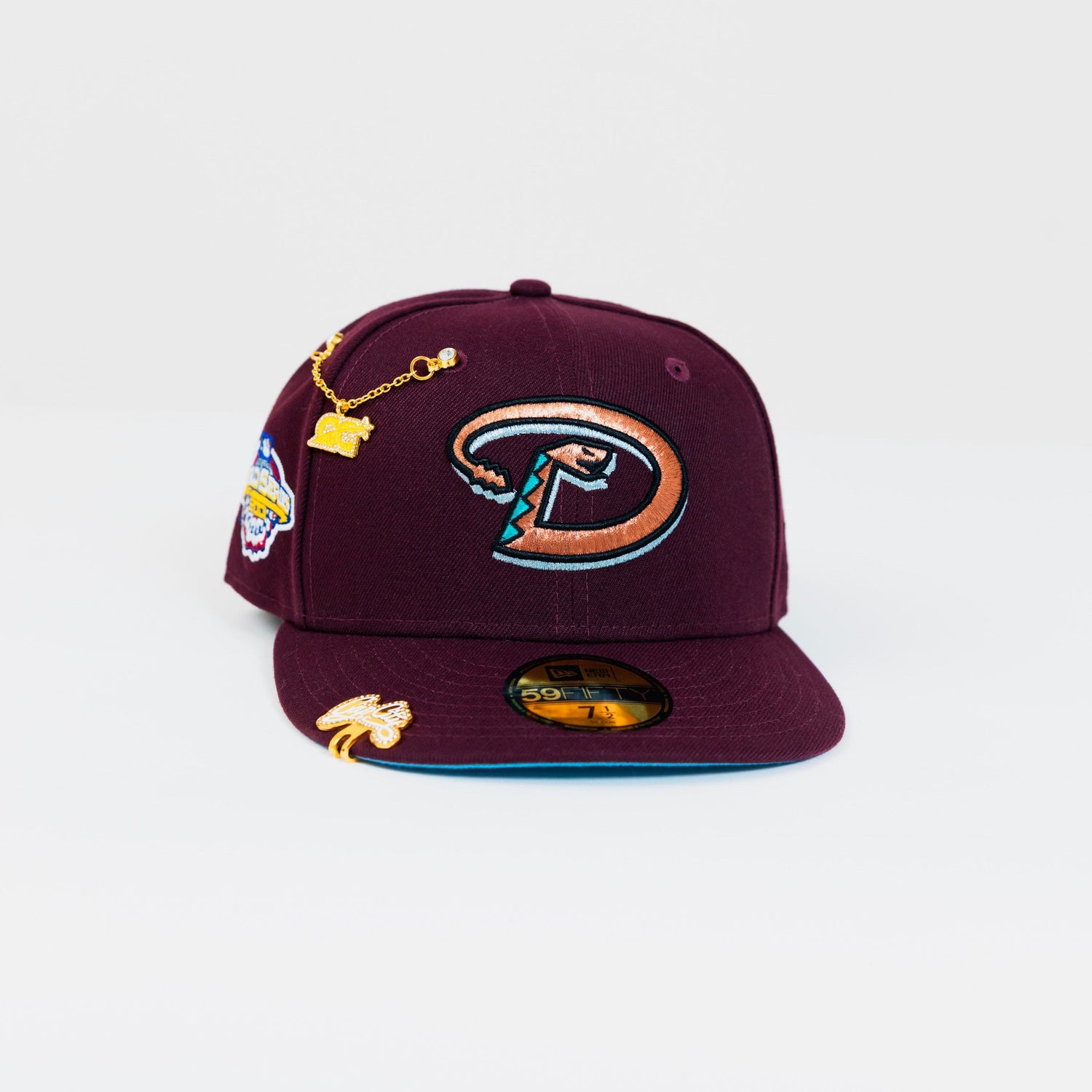 NEW ERA EXCLUSIVE 59FIFTY BURGUNDY ARIZONA DIAMONDBACKS W/ 2001 WORLD SERIES SIDE PATCH