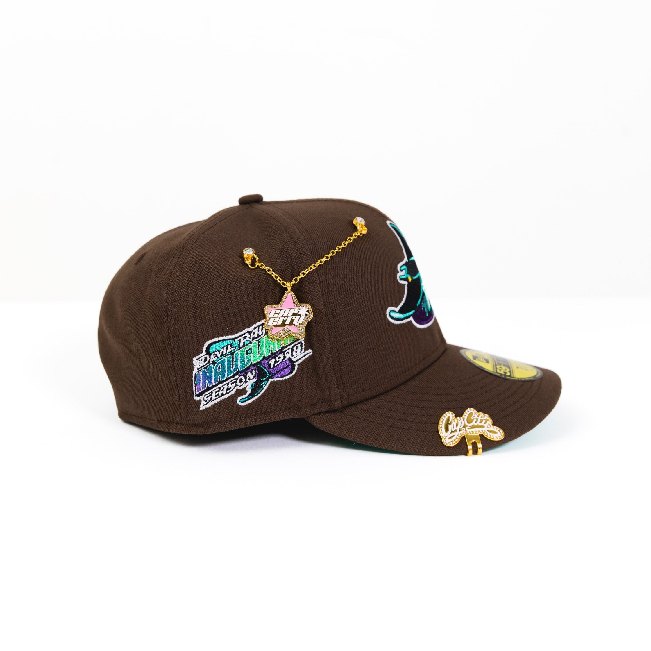 NEW ERA EXCLUSIVE 59FIFTY BROWN TAMPA BAY DEVILRAYS W/ INAUGURAL SEASON SIDE PATCH