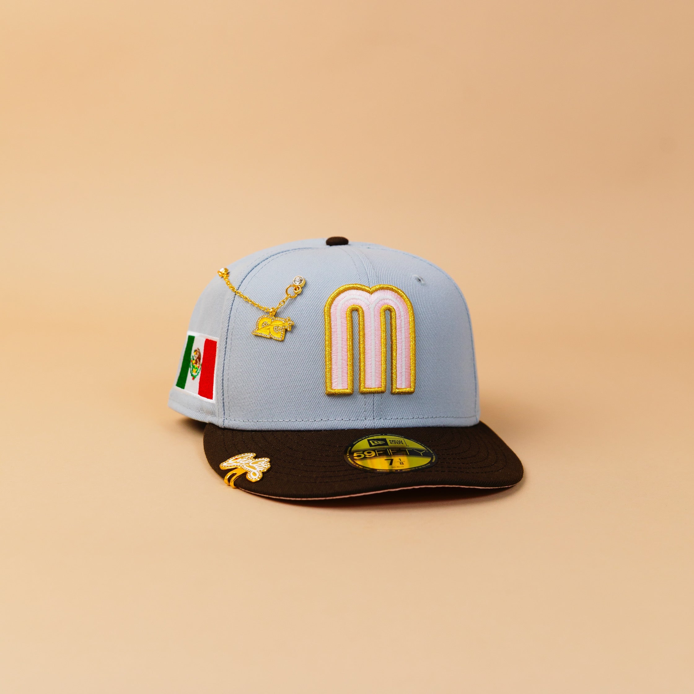 NEW ERA EXCLUSIVE 59FIFTY SMOKE GREY/ MOCHA MEXICO W/ MEXICO FALG SIDE PATCH