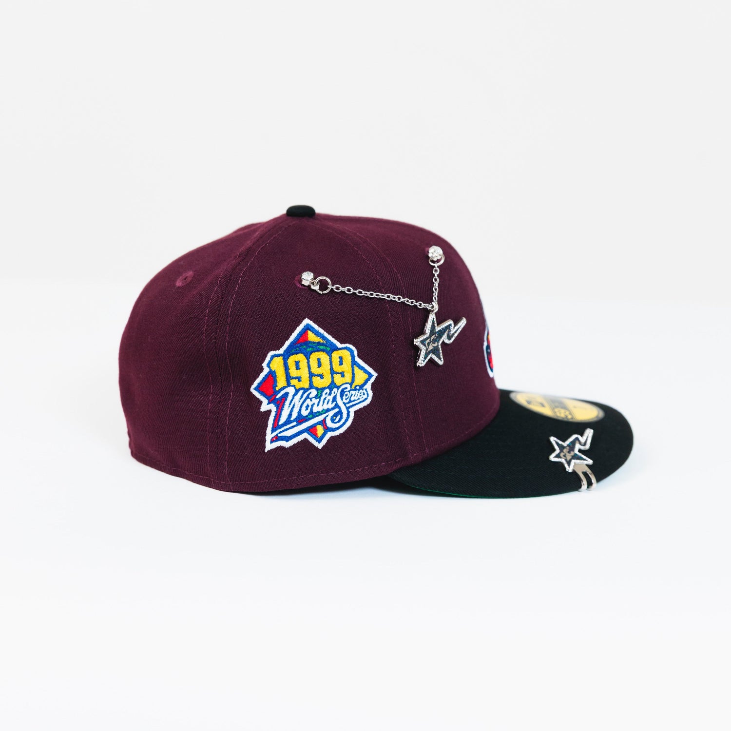 NEW ERA 59FIFTY BURGUNDY/ BLACK ATLANTA BRAVES W/ 1999 WORLD SERIES SIDE PATCH