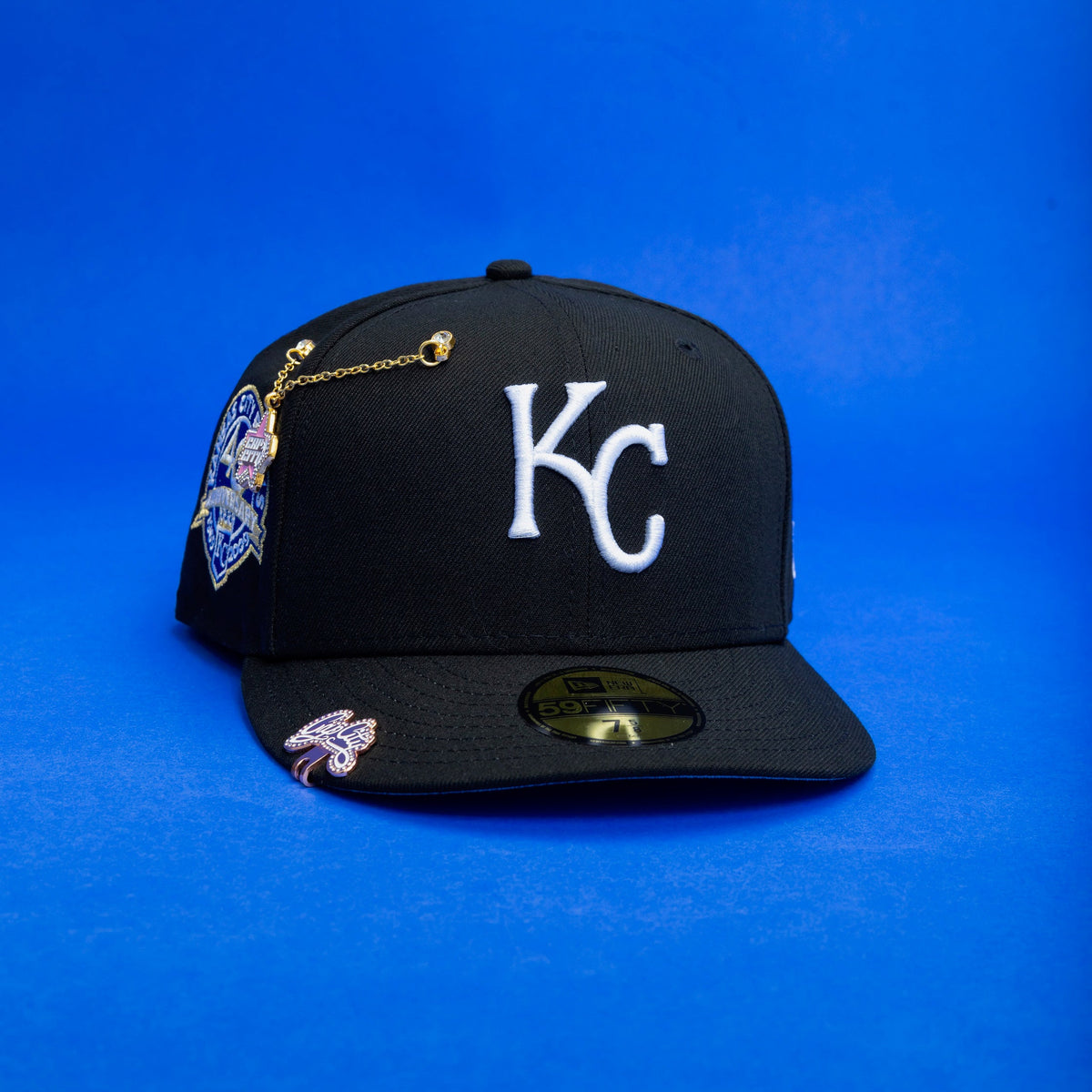 Kansas City Royals New Era 9Forty Women’s Black Sparkly Adjustable Hat Kansas City Royals MLB Galaxy Dust New Era 9FORTY – LidsHatDrop main image 4