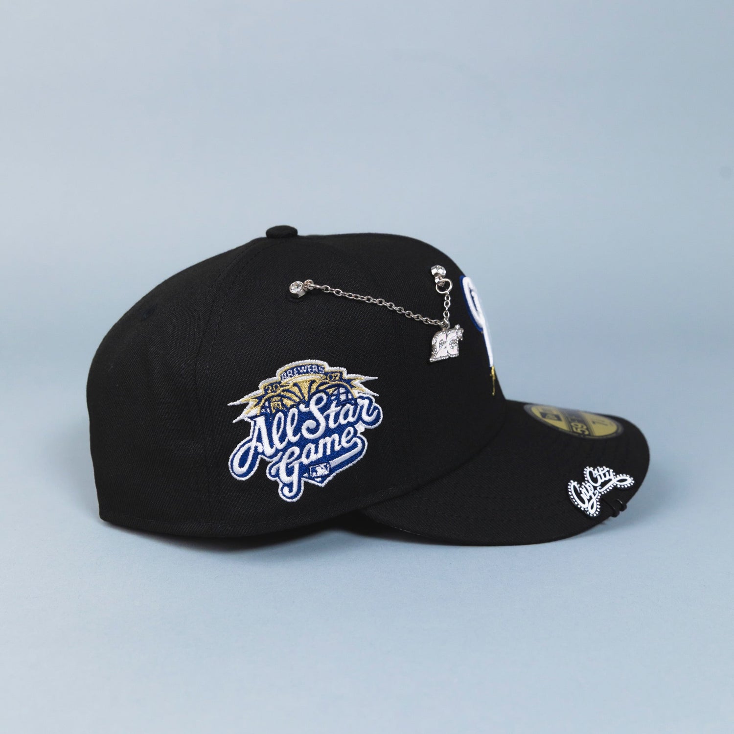 NEW ERA EXCLUSIVE 59FIFTY BLACK MILWAUKEE BREWERS W/ ALL STAR GAME SIDE PATCH