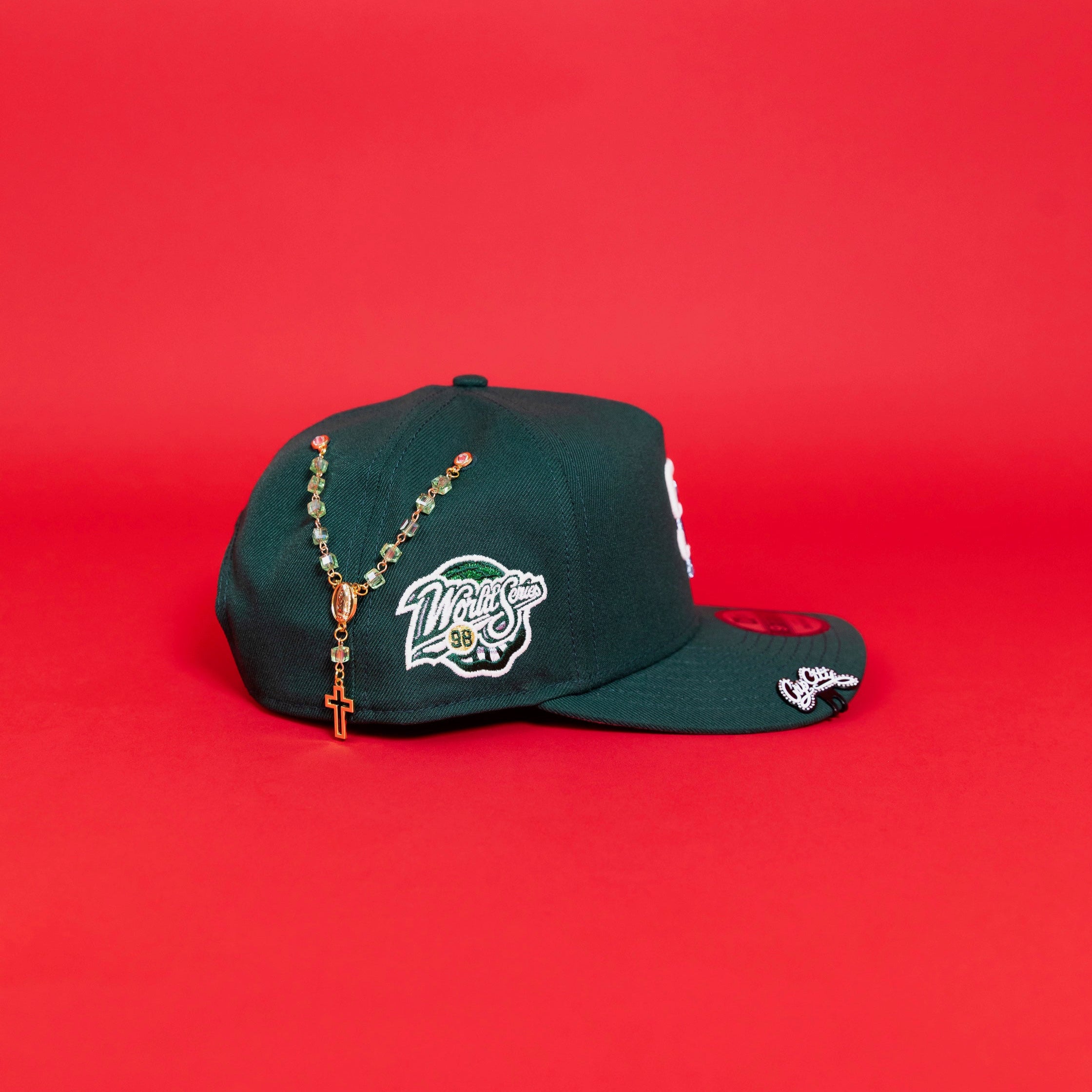 NEW ERA EXCLUSIVE 9FIFTY A-FRAME FOREST GREEN SAN DIEGO PADRES SNAPBACK W/ 1999 WORLD SERIES SIDE PATCH