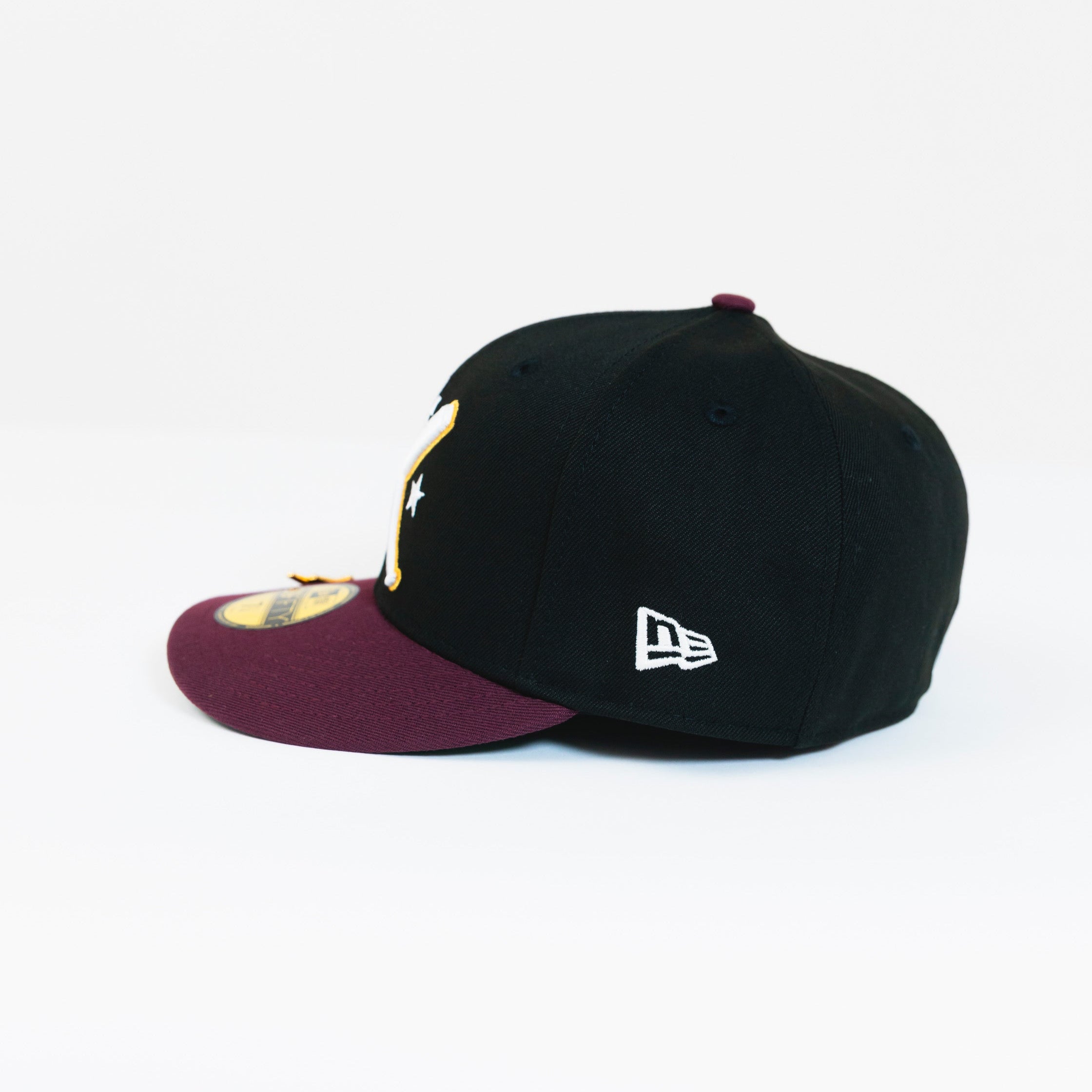 NEW ERA EXCLUSIVE 59FIFTY BLACK/ BURGUNDY LOS ANGELES DODGERS W/ 40TH ANNIVERSARY SIDE PATCH