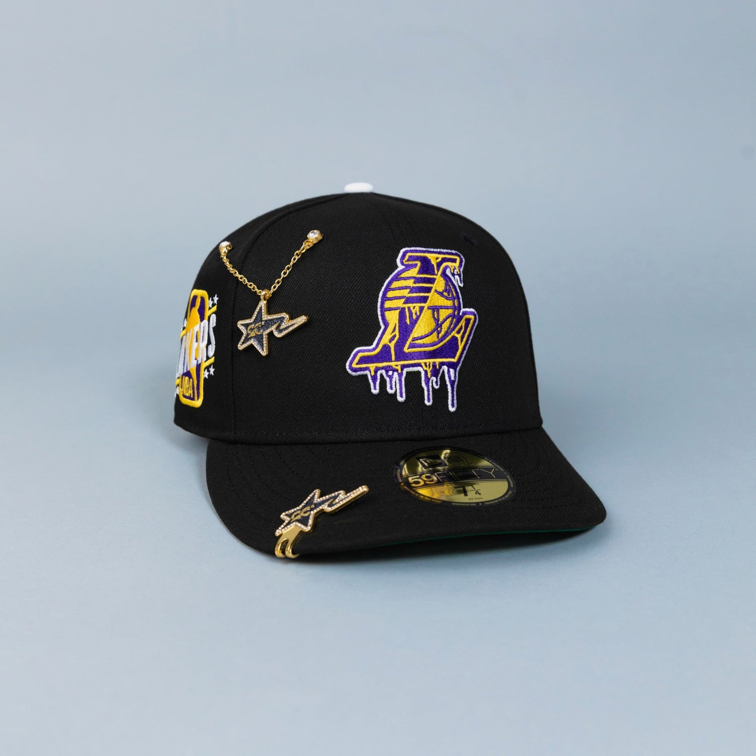 NEW ERA EXCLUSIVE 59FIFTY BLACK LOS ANGELES LAKERS DRIP LOGO W/ "LAKERS" SIDE PATCH