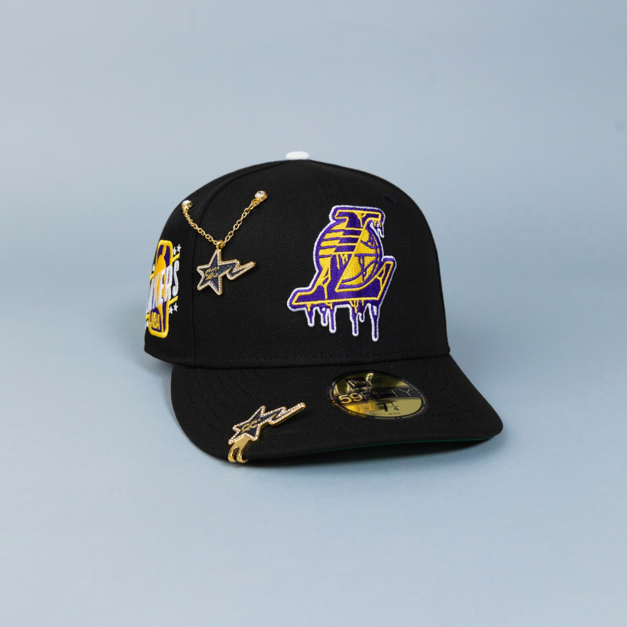 NEW ERA EXCLUSIVE 59FIFTY BLACK LOS ANGELES LAKERS DRIP LOGO W/ "LAKERS" SIDE PATCH