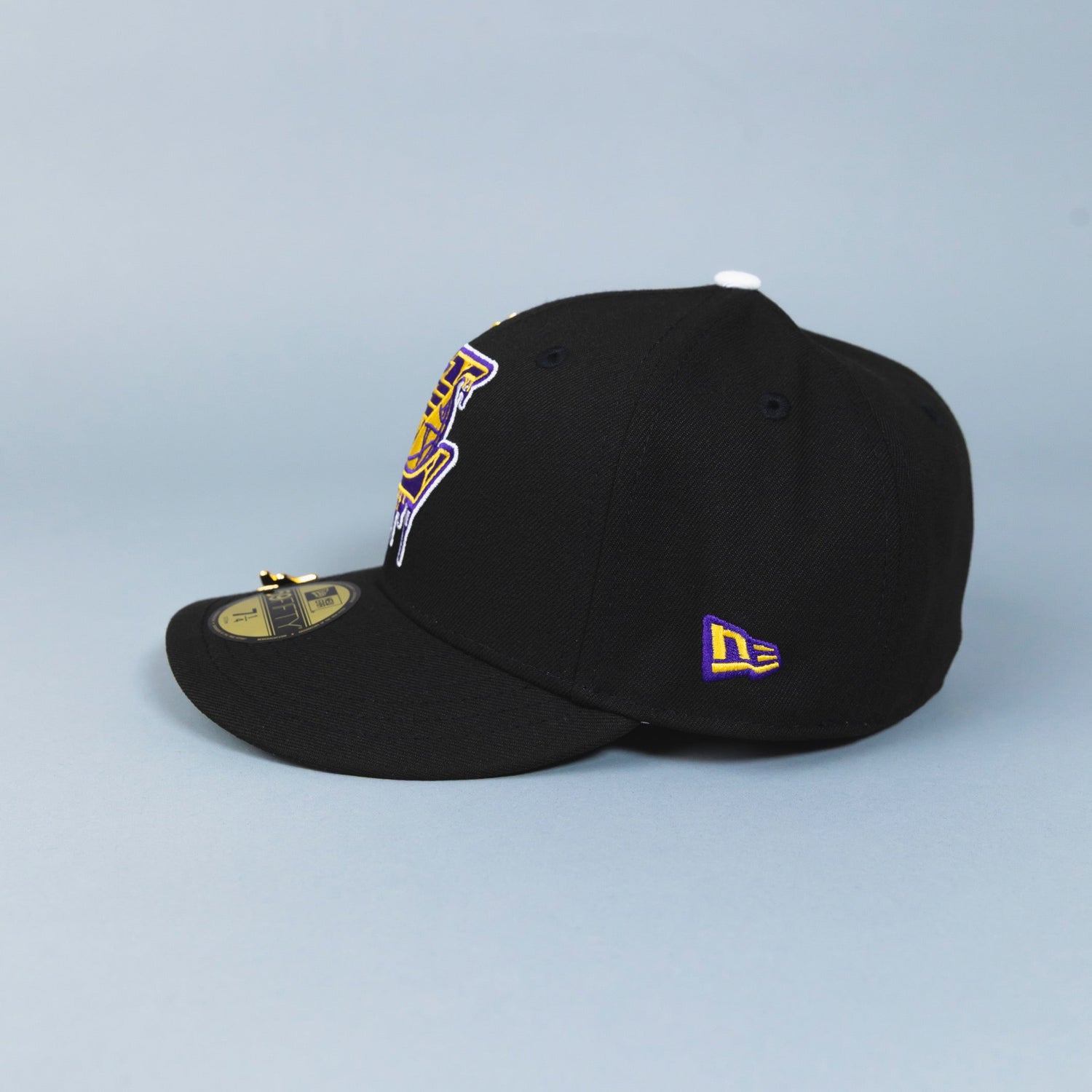NEW ERA EXCLUSIVE 59FIFTY BLACK LOS ANGELES LAKERS DRIP LOGO W/ "LAKERS" SIDE PATCH