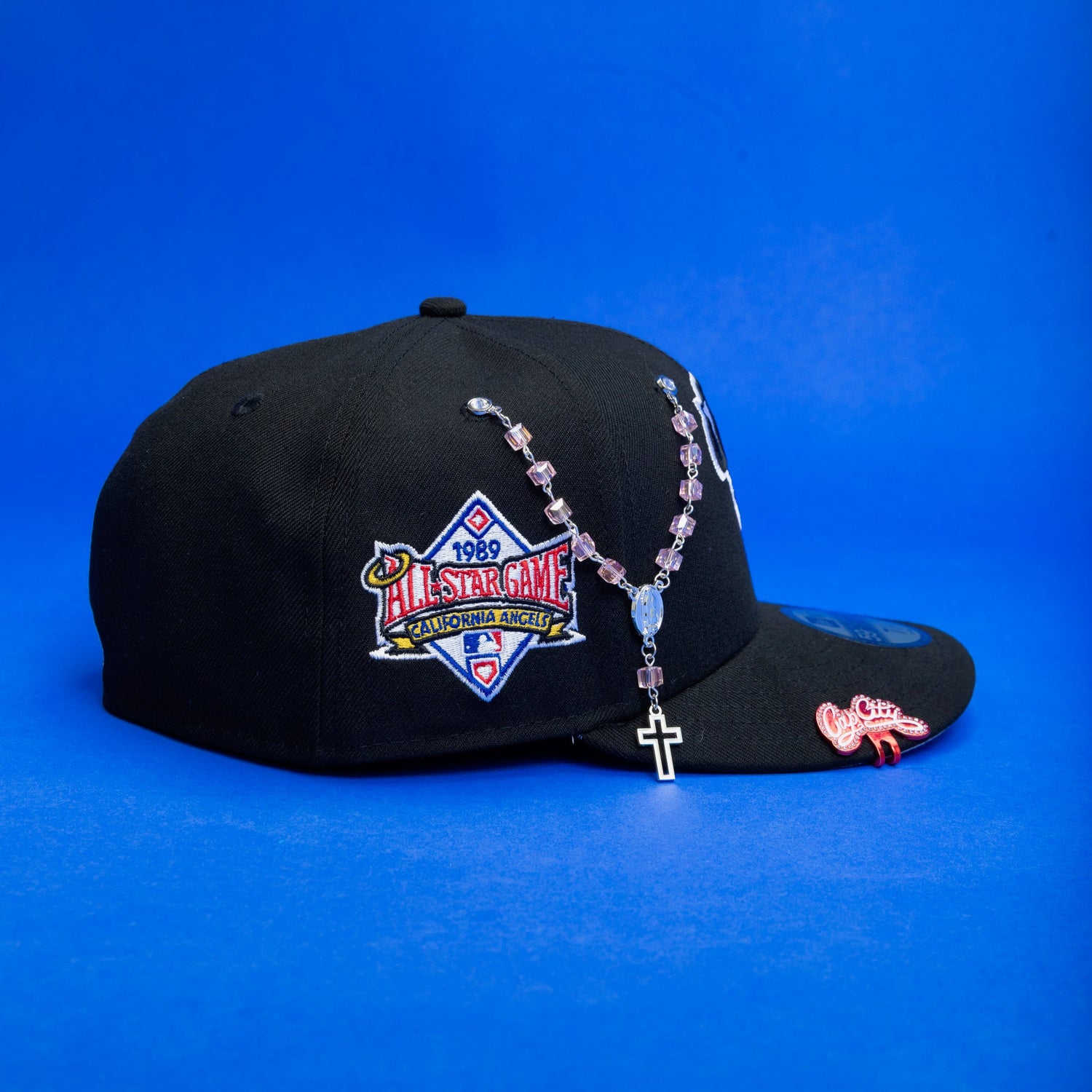 NEW ERA 59FIFTY BLACK ANAHEIM ANGELS W/ "CALI STATE LOGO" + 1989 ALL STAR GAME SIDE PATCH