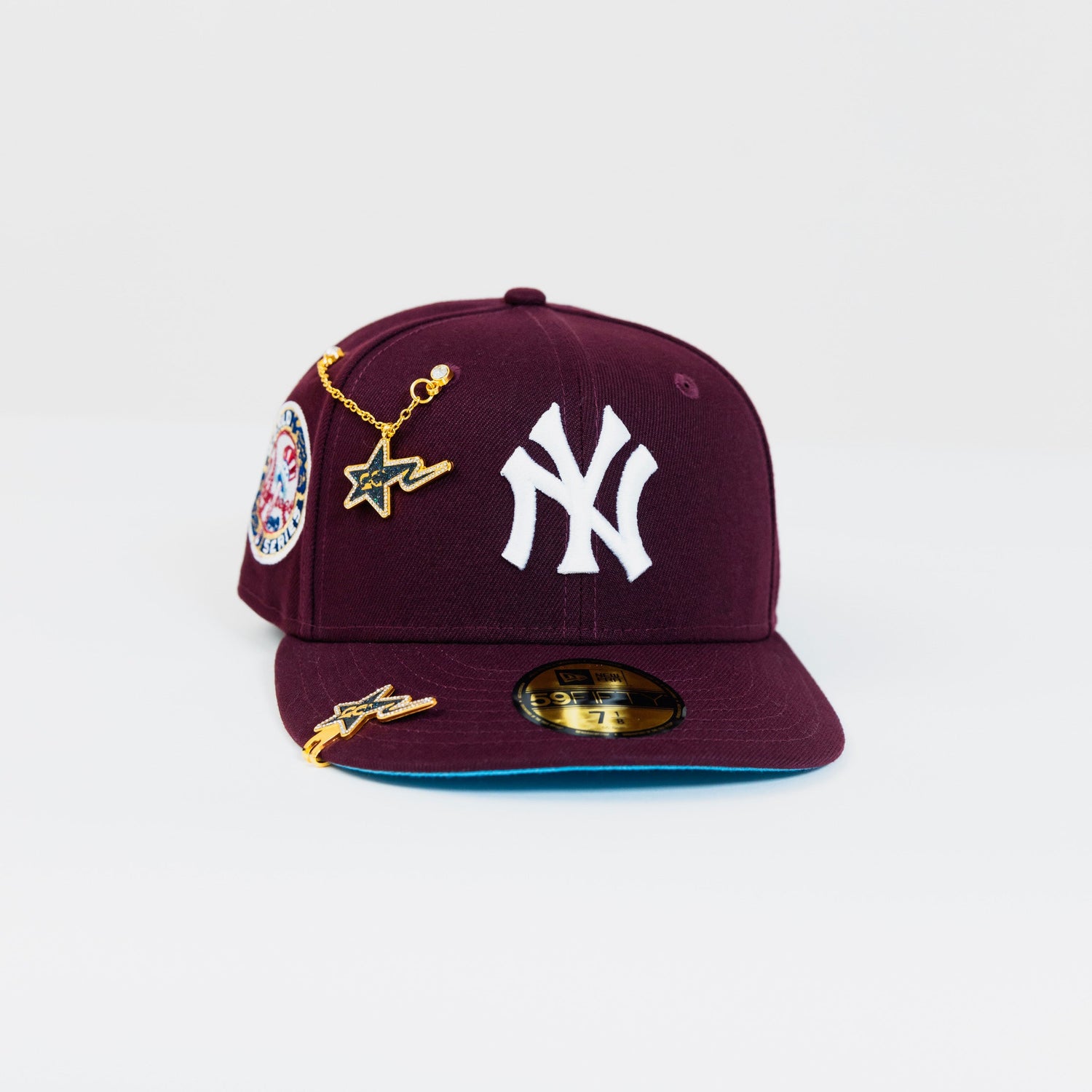 NEW ERA EXCLUSIVE 59FIFTY BURGUNDY NEW YORK YANKEES W/ 1949 WORLD SERIES SIDE PATCH