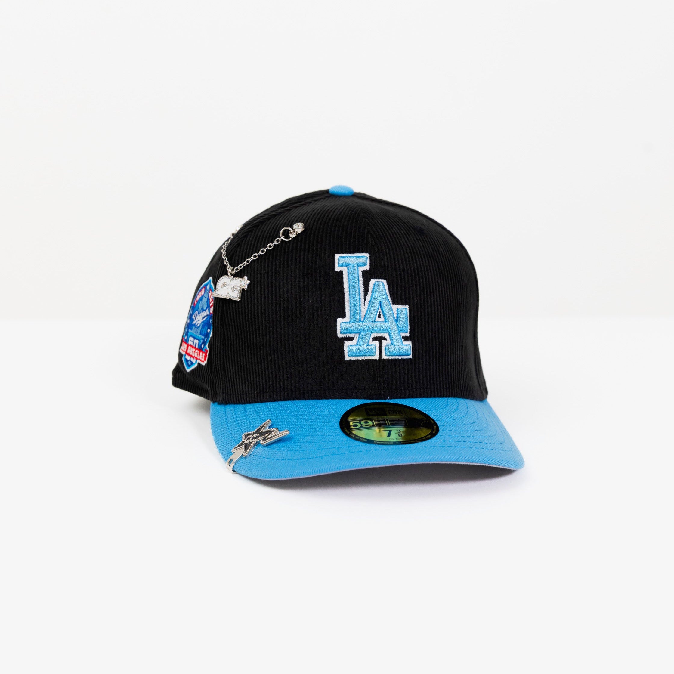 NEW ERA 59FIFTY CORDUROY/ ICY BLUE LOS ANGELES DODGERS W/ 60TH ANNIVERSARY SIDE PATCH