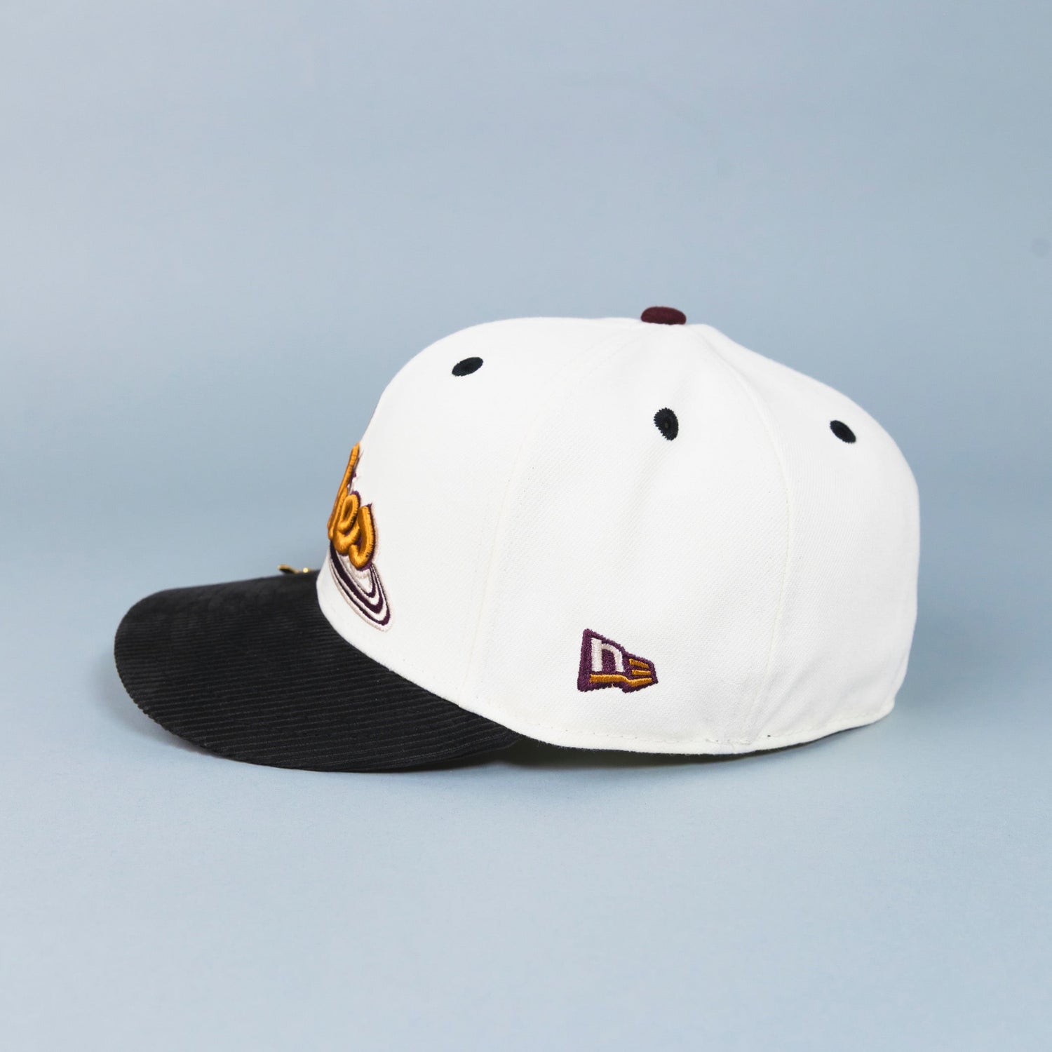 NEW ERA EXCLUSIVE 59FIFTY CHROME/ CORDUROY PHILADELPHIA PHILLIES SCRIPT W/ 1996 ALL STAR GAME PATCH