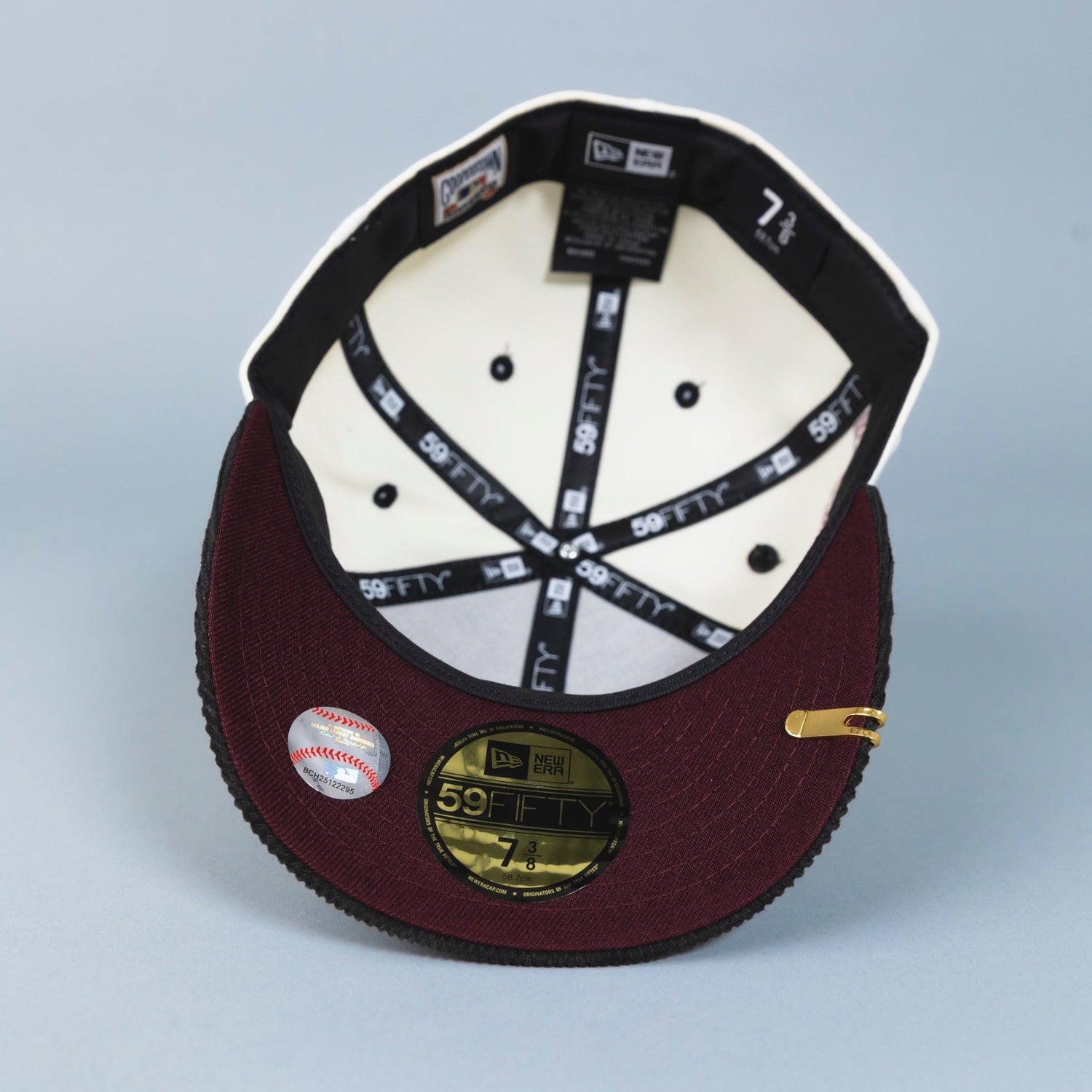 NEW ERA EXCLUSIVE 59FIFTY CHROME/ CORDUROY PHILADELPHIA PHILLIES SCRIPT W/ 1996 ALL STAR GAME PATCH