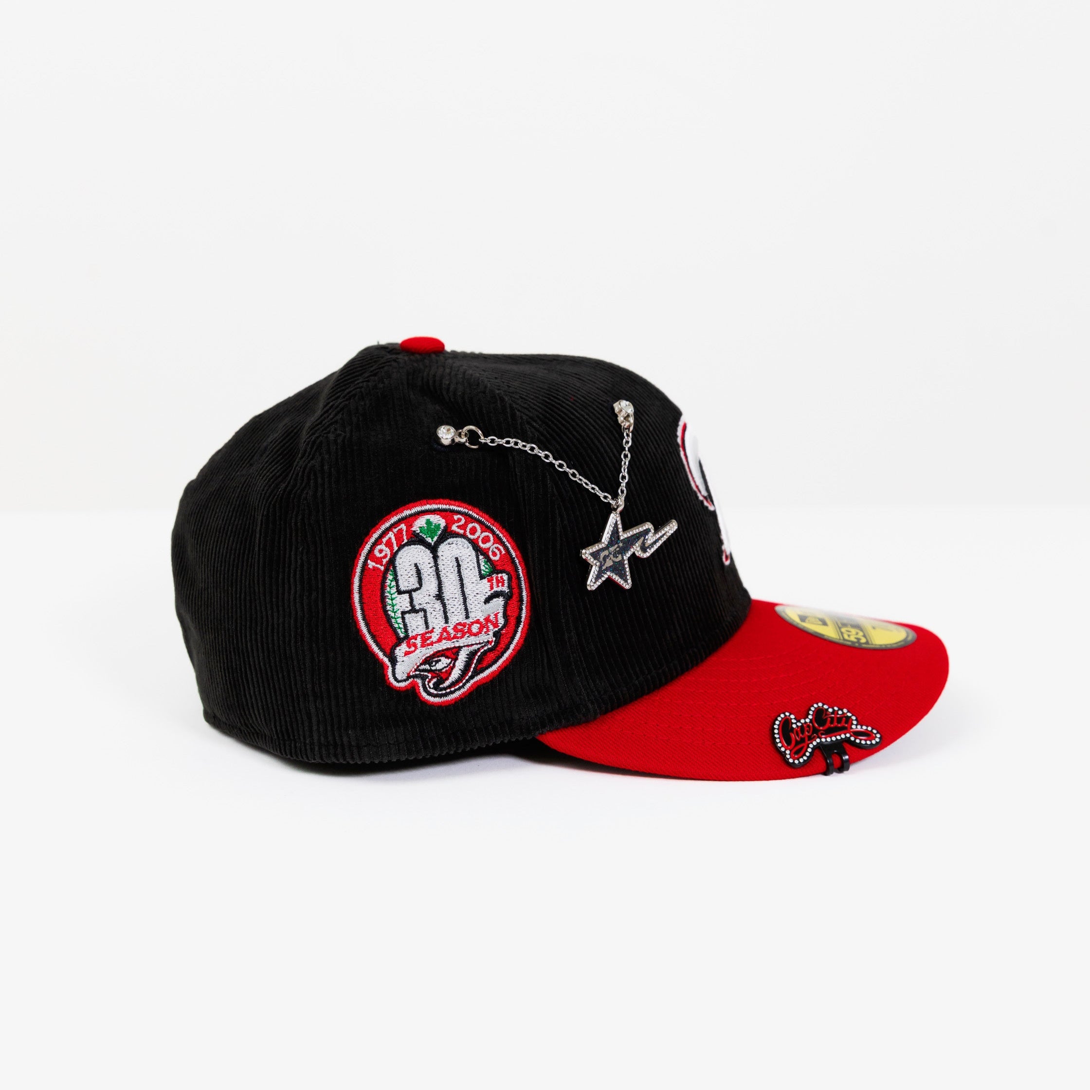 NEW ERA EXCLUSIVE 59FIFTY CORDUROY/ BURGUNDY TORONTO BLUE JAYS W/ 3OTH ANNIVERSARY SIDE PATCH