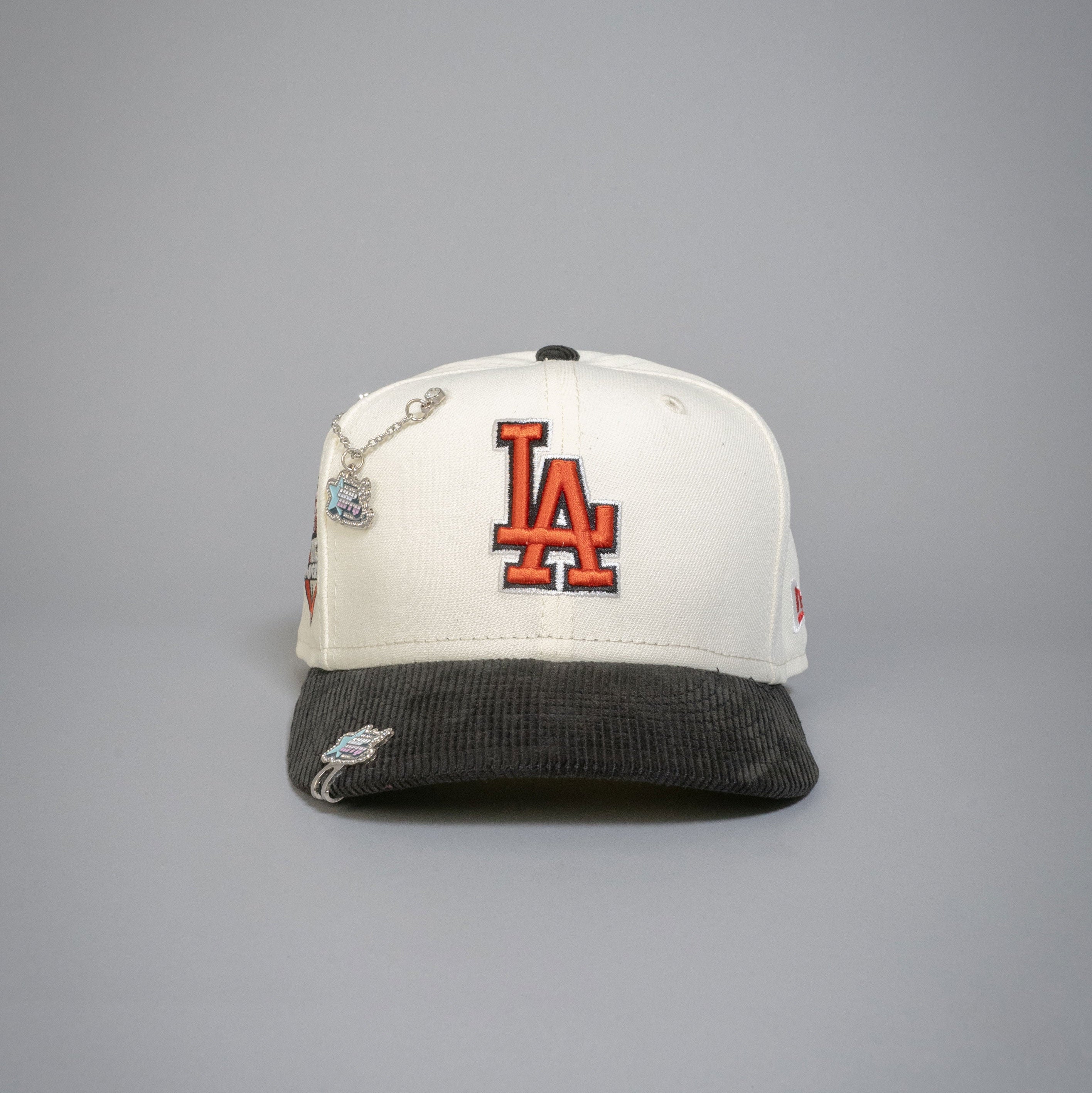 NEW ERA EXCLUSIVE 59FIFTY CHROME/ CORDUROY LOS ANGELES DODGERS W/ 50TH ANNIVERSARY SIDE PATCH
